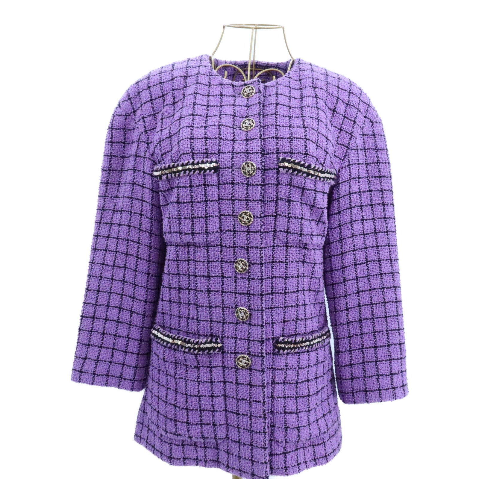 CHANEL Cotton/Polyamide Tweed Collarless Jacket外套