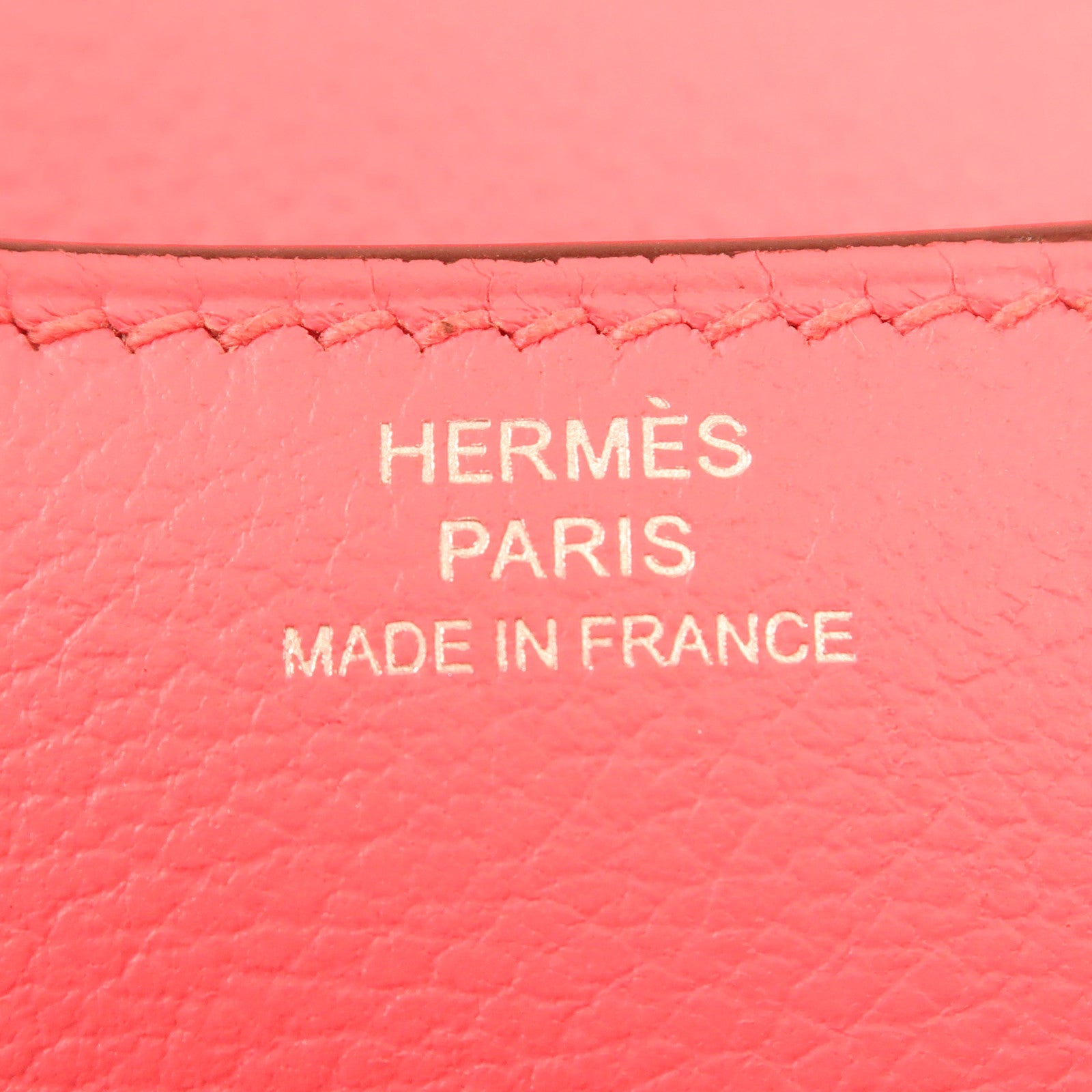 HERMES Evercolor皮革Constance Mini銀扣肩背袋Rose Azalea