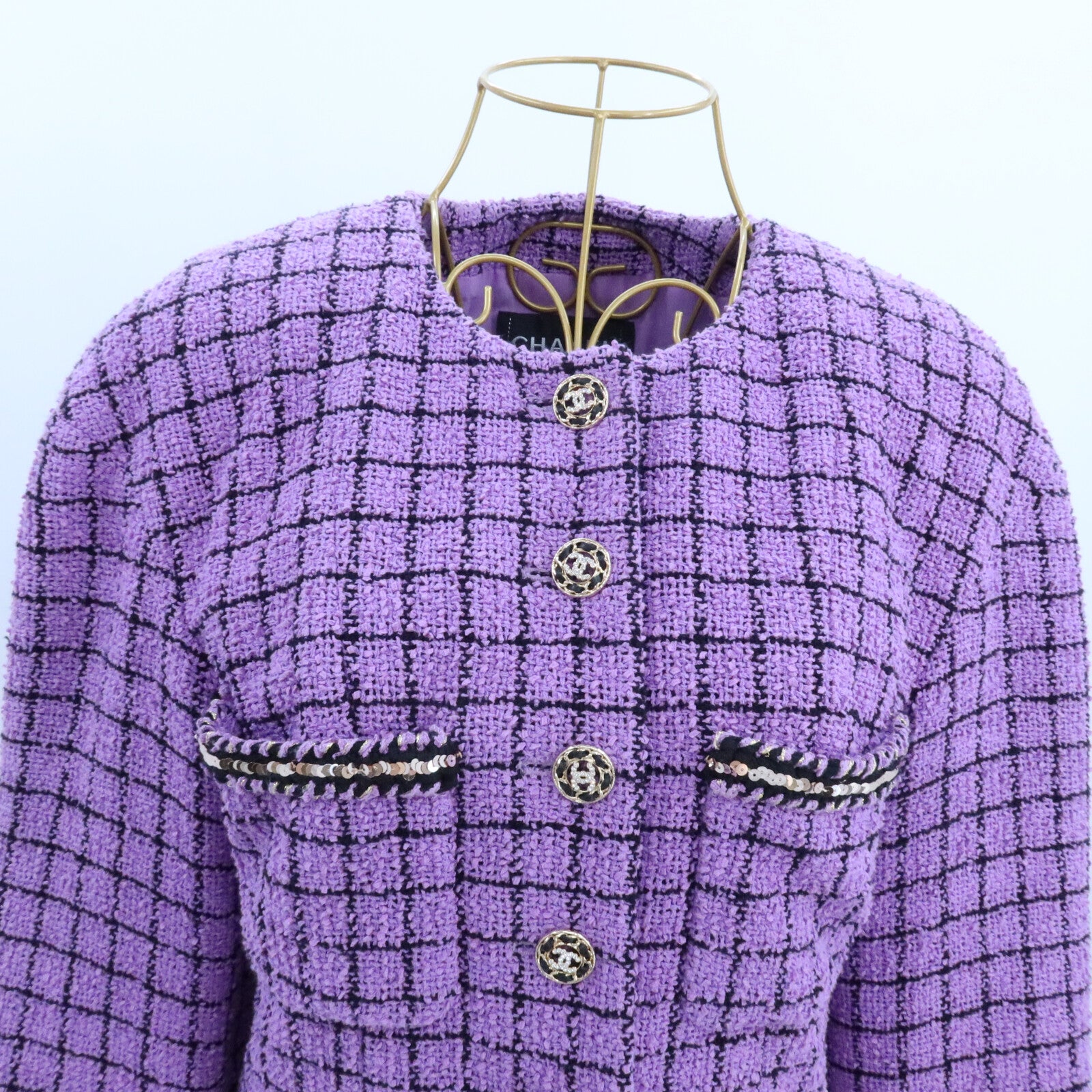 CHANEL Cotton/Polyamide Tweed Collarless Jacket外套