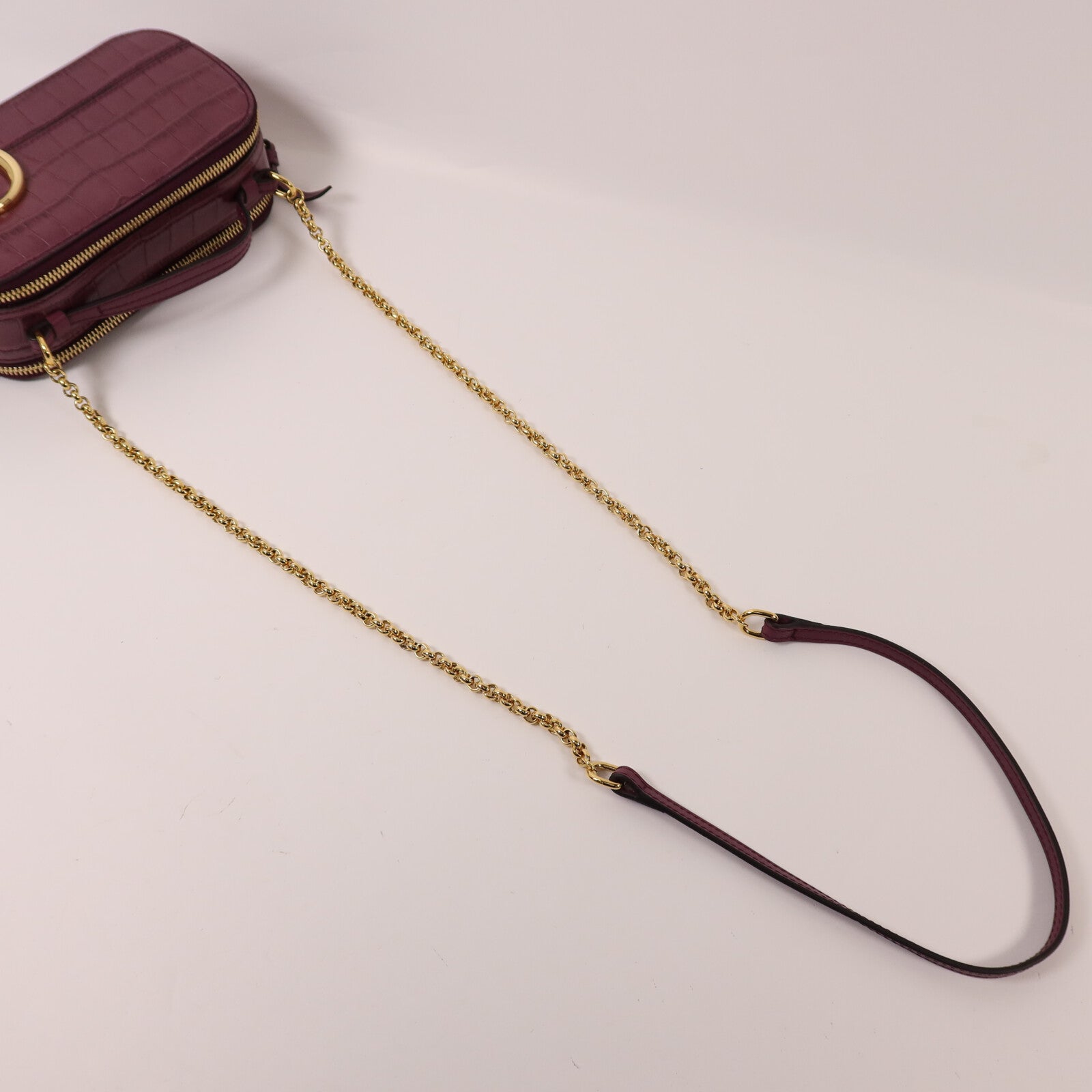 Chloe 牛皮皮革Mini C Bag金扣鏈帶手挽肩背兩用袋