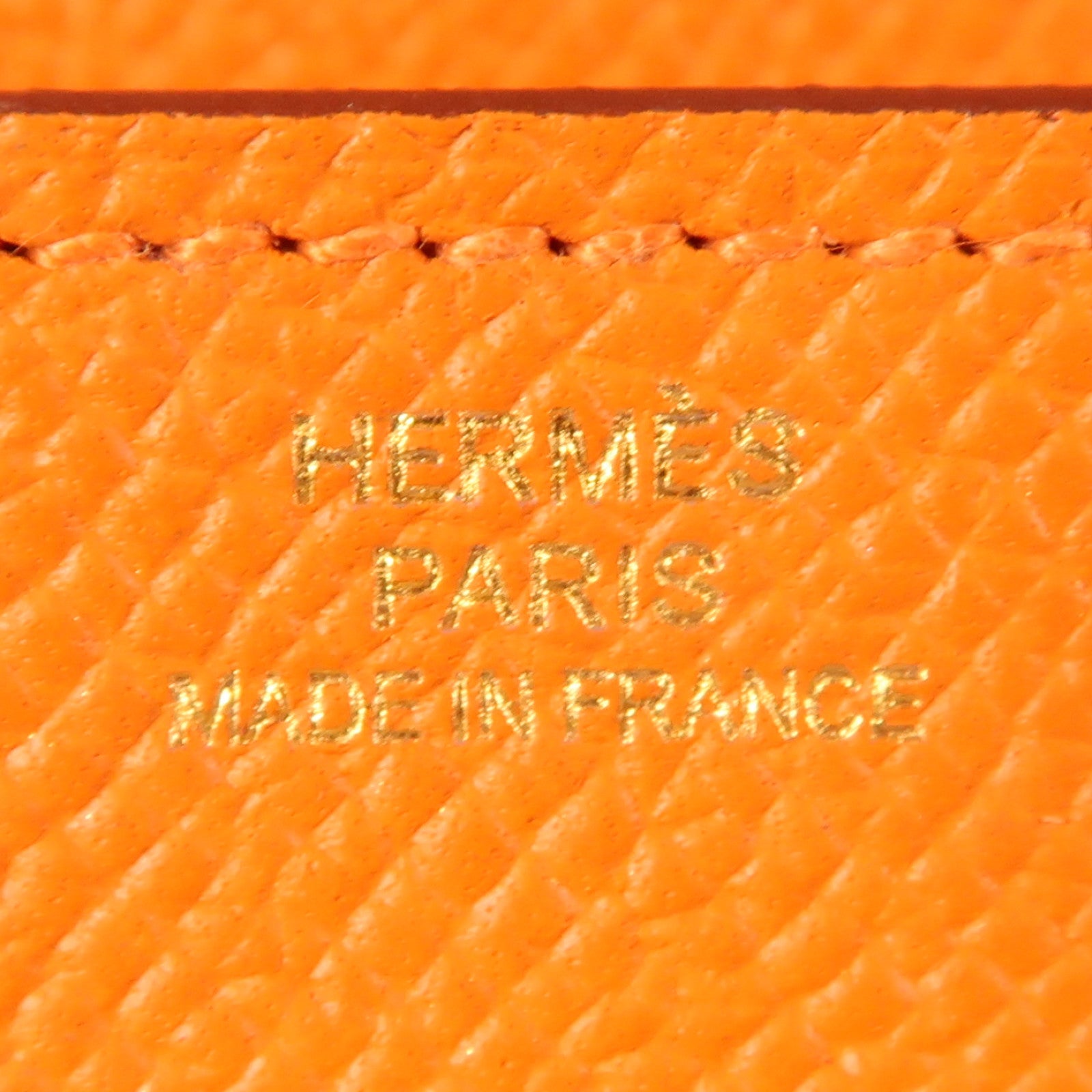 HERMES Epsom皮革Kelly Wallet金扣長錢包Orange