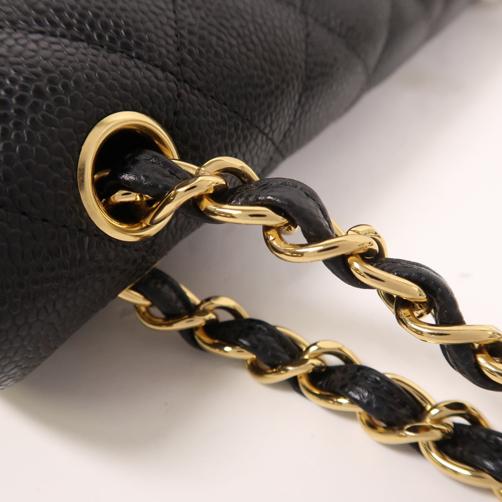 CHANEL 牛皮皮革Large Classic金扣鏈帶肩背袋