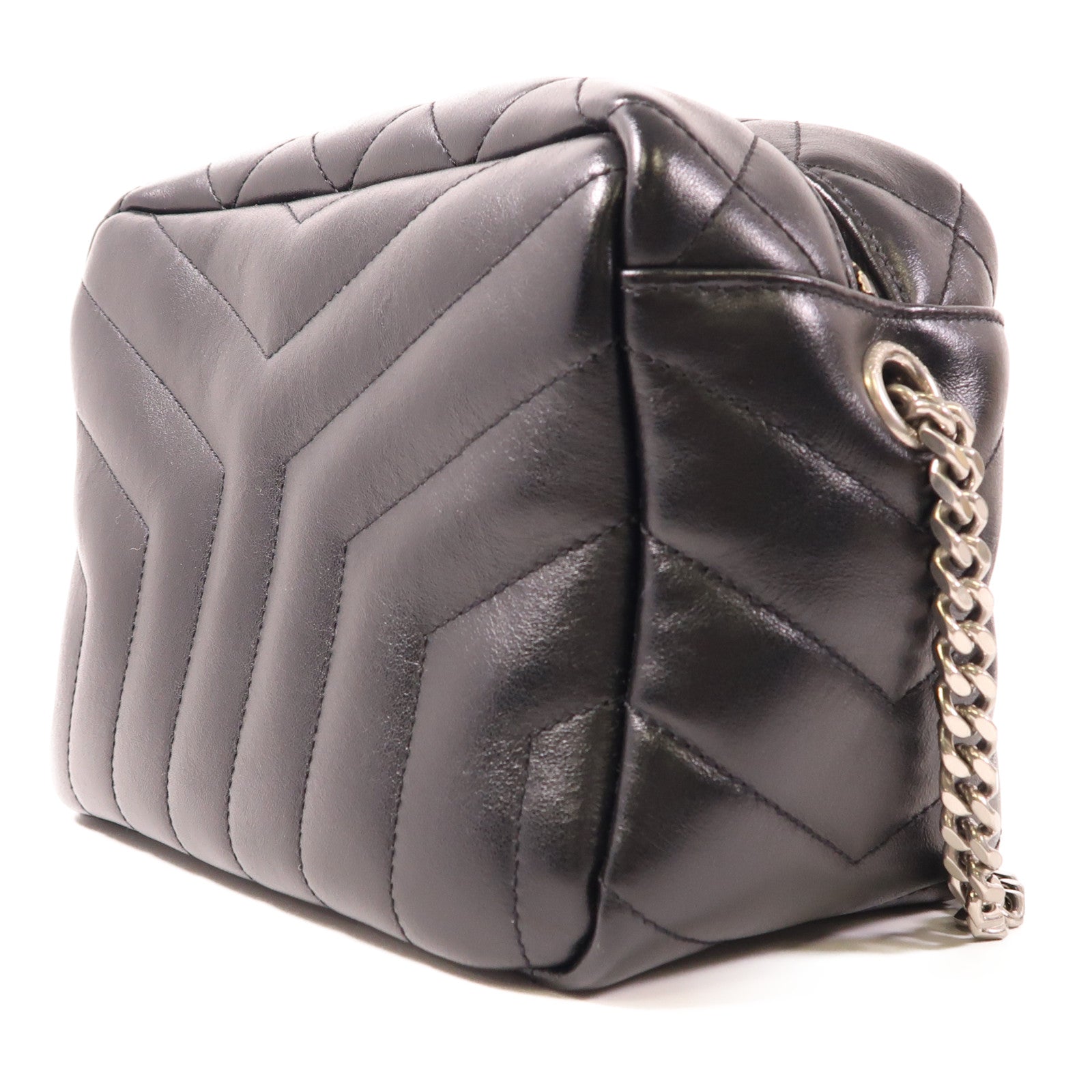 SAINT LAURENT 牛皮皮革Loulou Bag銀扣鏈帶肩背袋