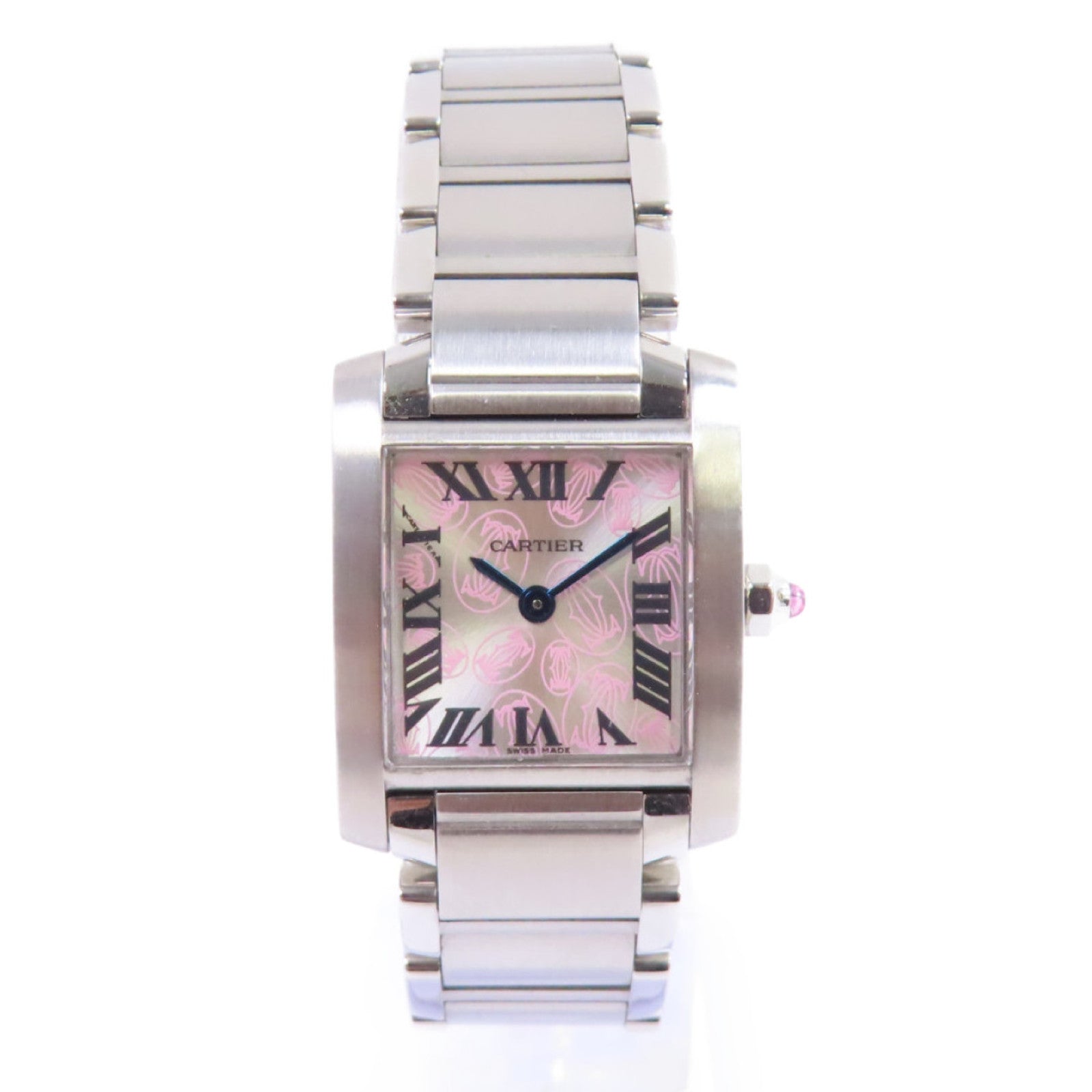 CARTIER Tank Francaise Happy Birthday SM Watch不鏽鋼石英機芯手錶粉紅色