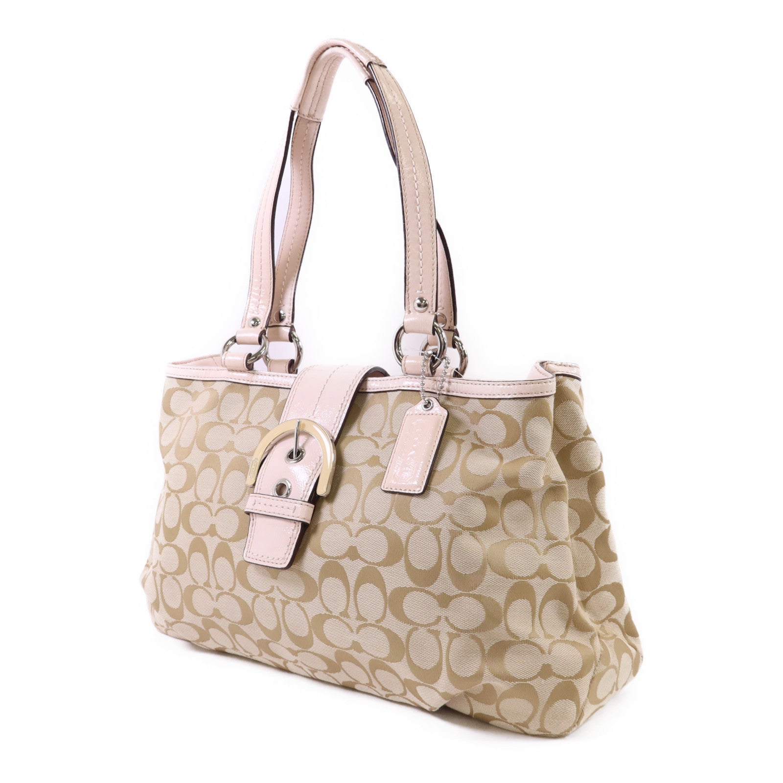 COACH 帆布Shoulder Bag銀扣肩背袋