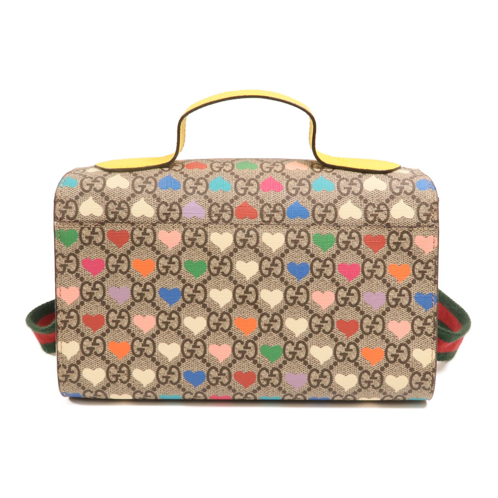 GUCCI 塗層帆布Children GG Supreme銀扣手挽肩背兩用袋