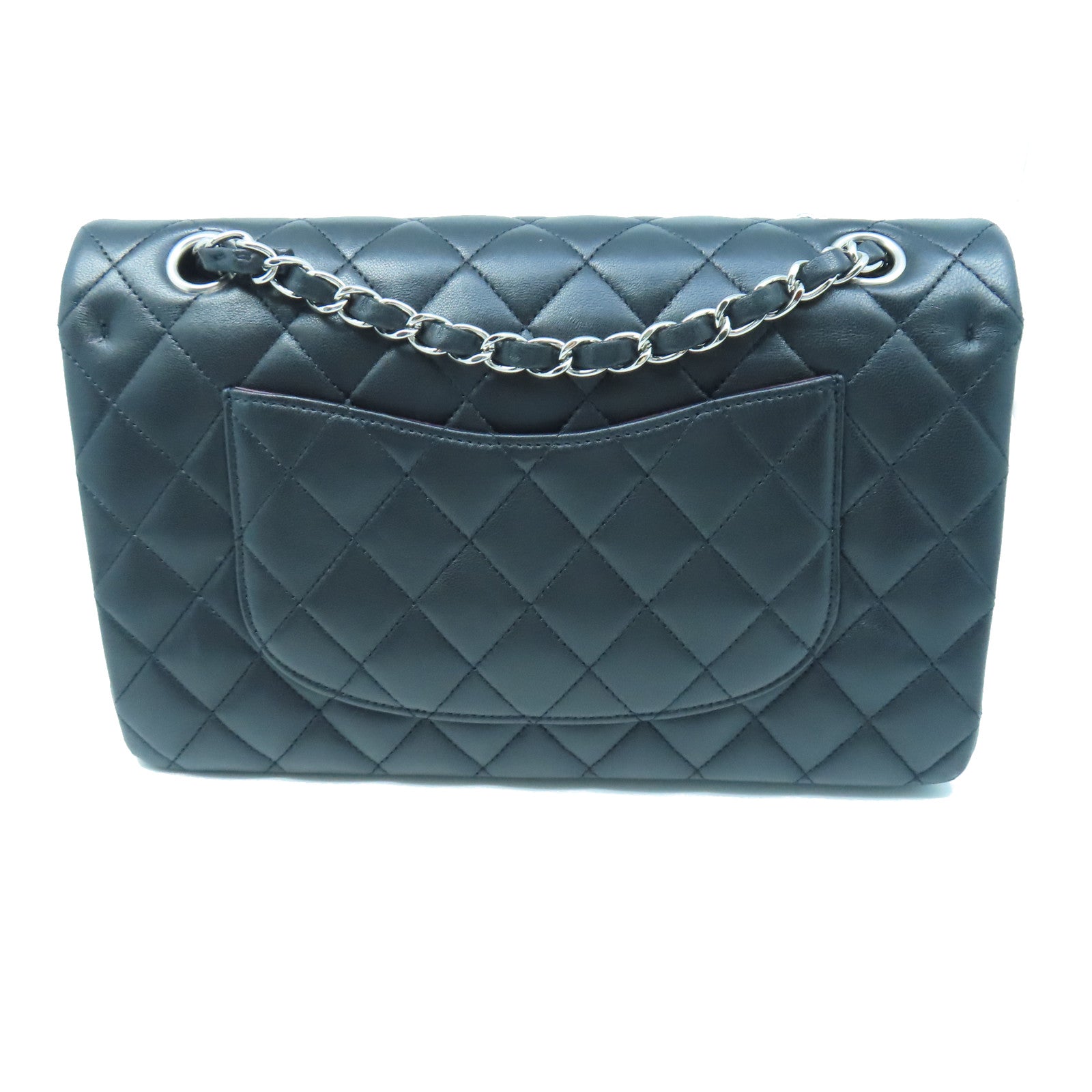 CHANEL 【激減優惠】菱格羊皮皮革Classic 25銀扣肩背袋黑色