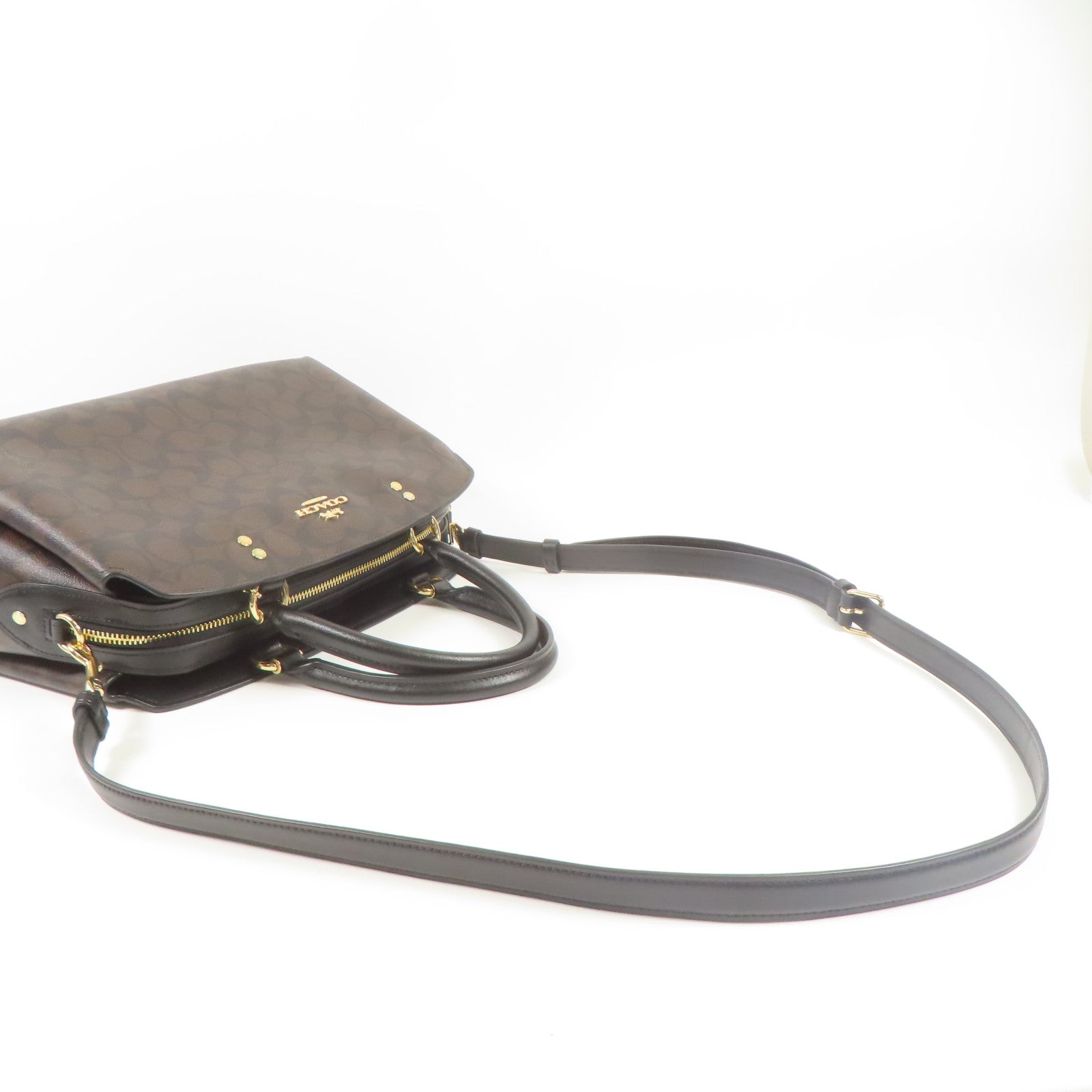 COACH 塗層帆布Shoulder Bag金扣手挽肩背兩用袋