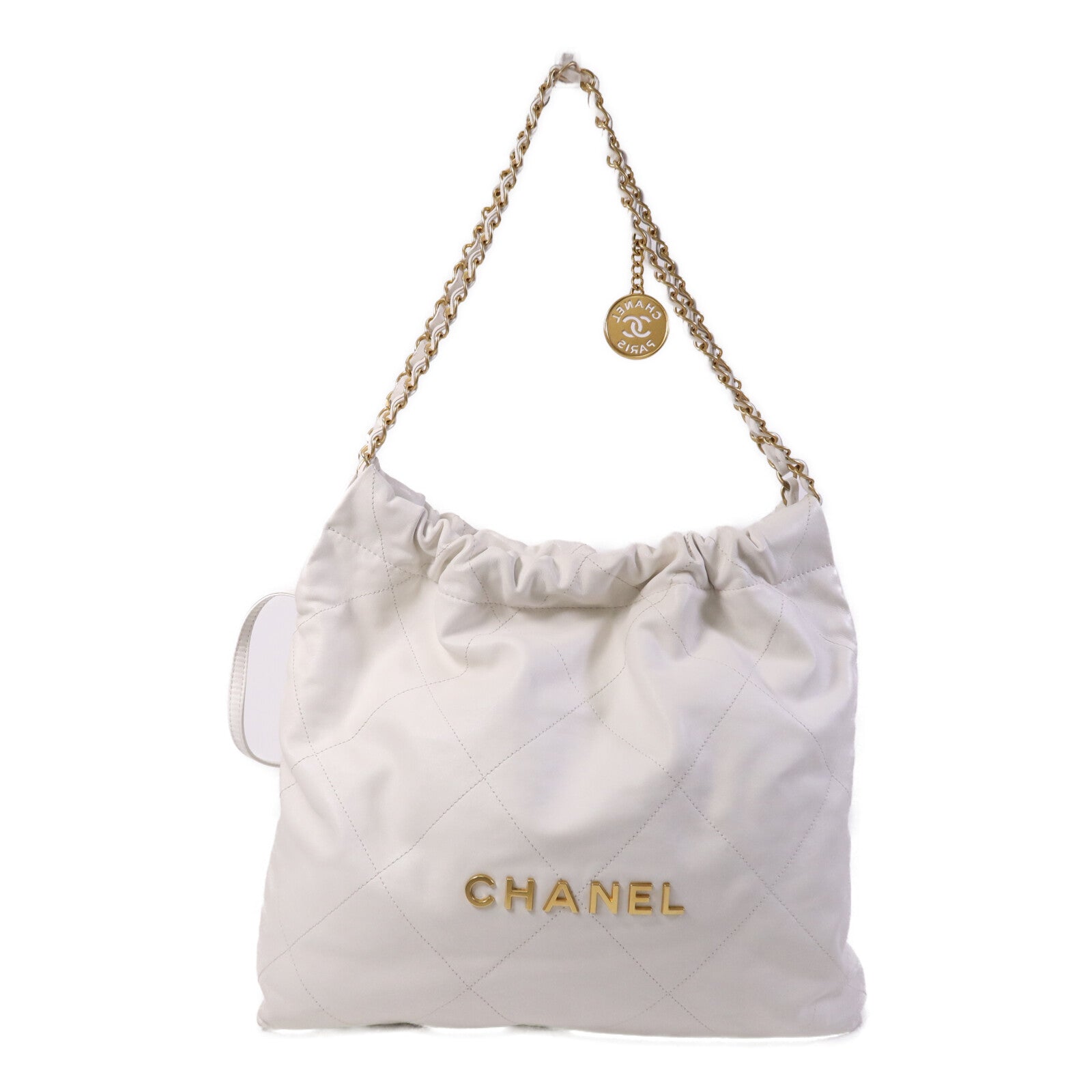 CHANEL 牛皮皮革Chanel 22金扣鏈帶肩背袋