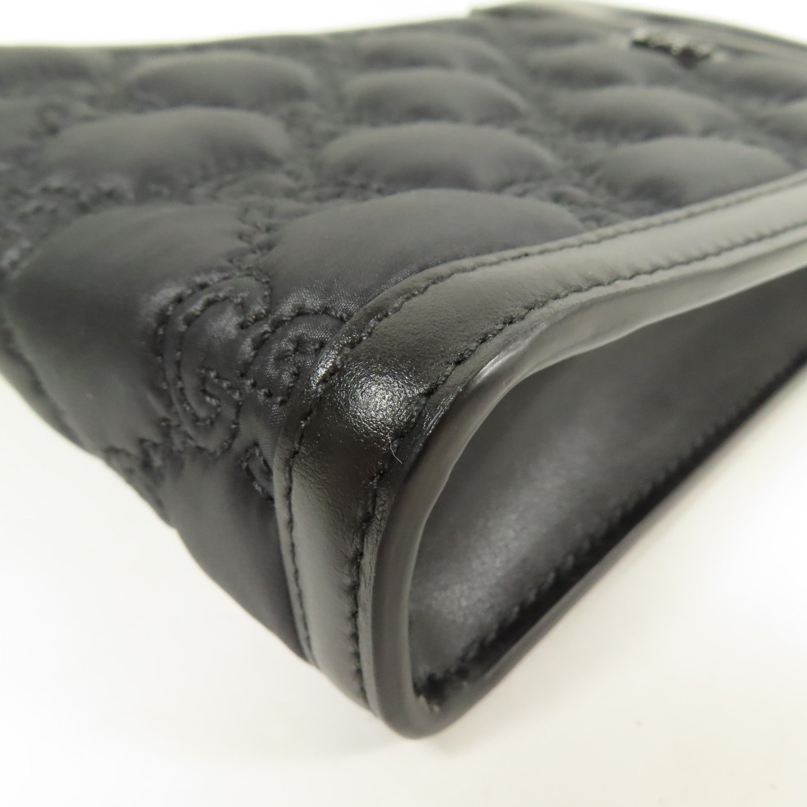 GUCCI SHW GG Matelasse Top Handle Bag 2 Way Shoulder 723776 Leather Black