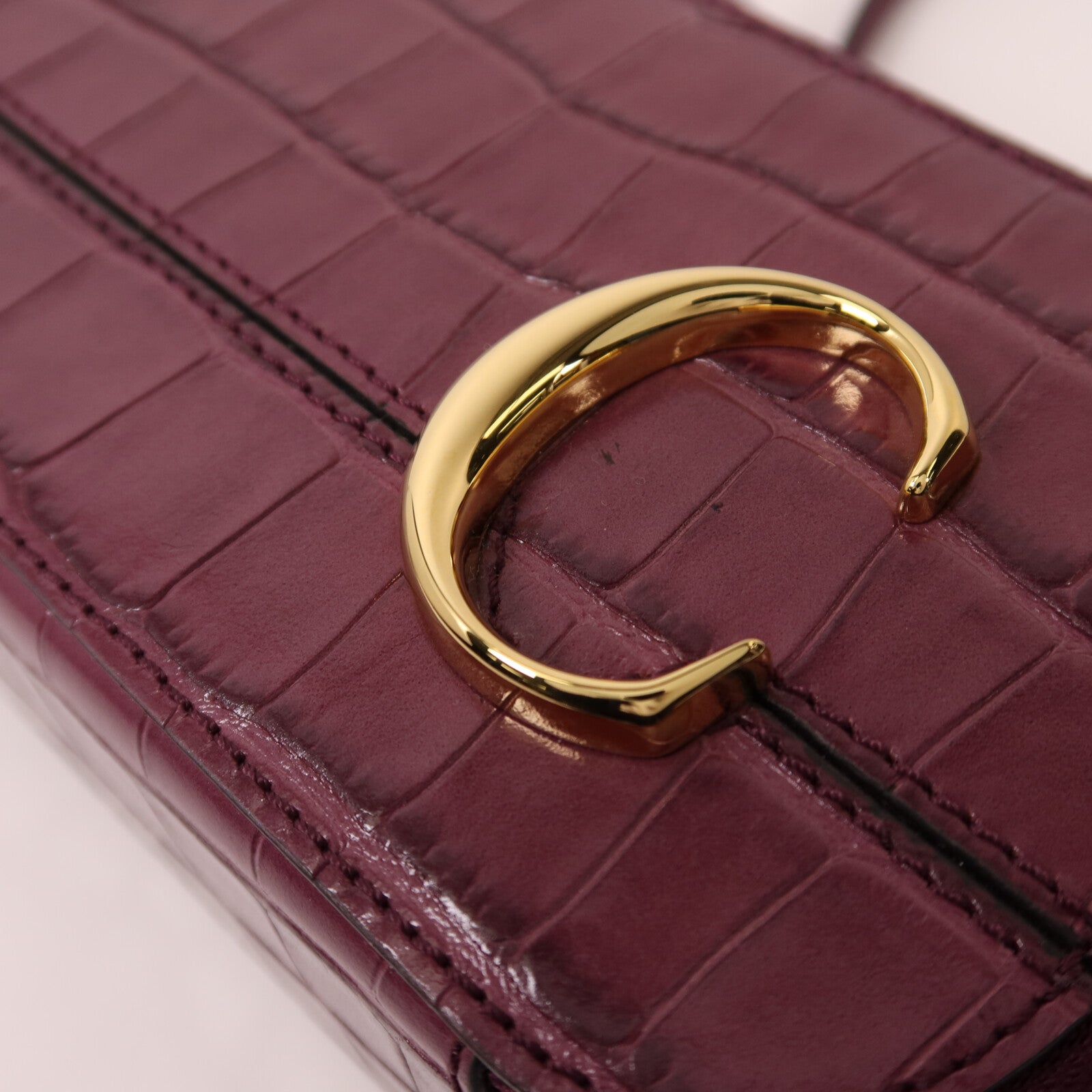 Chloe 牛皮皮革Mini C Bag金扣鏈帶手挽肩背兩用袋