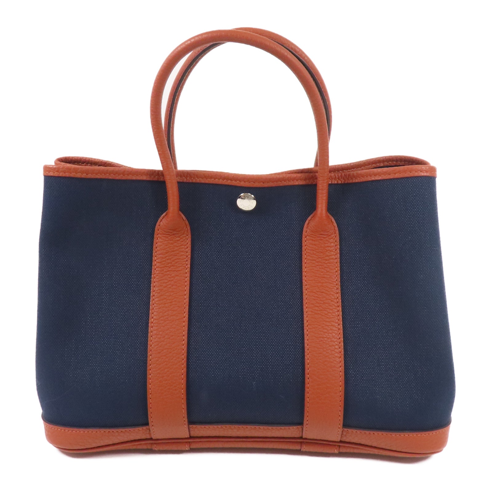HERMES 帆布Garden Party TPM銀扣手挽袋