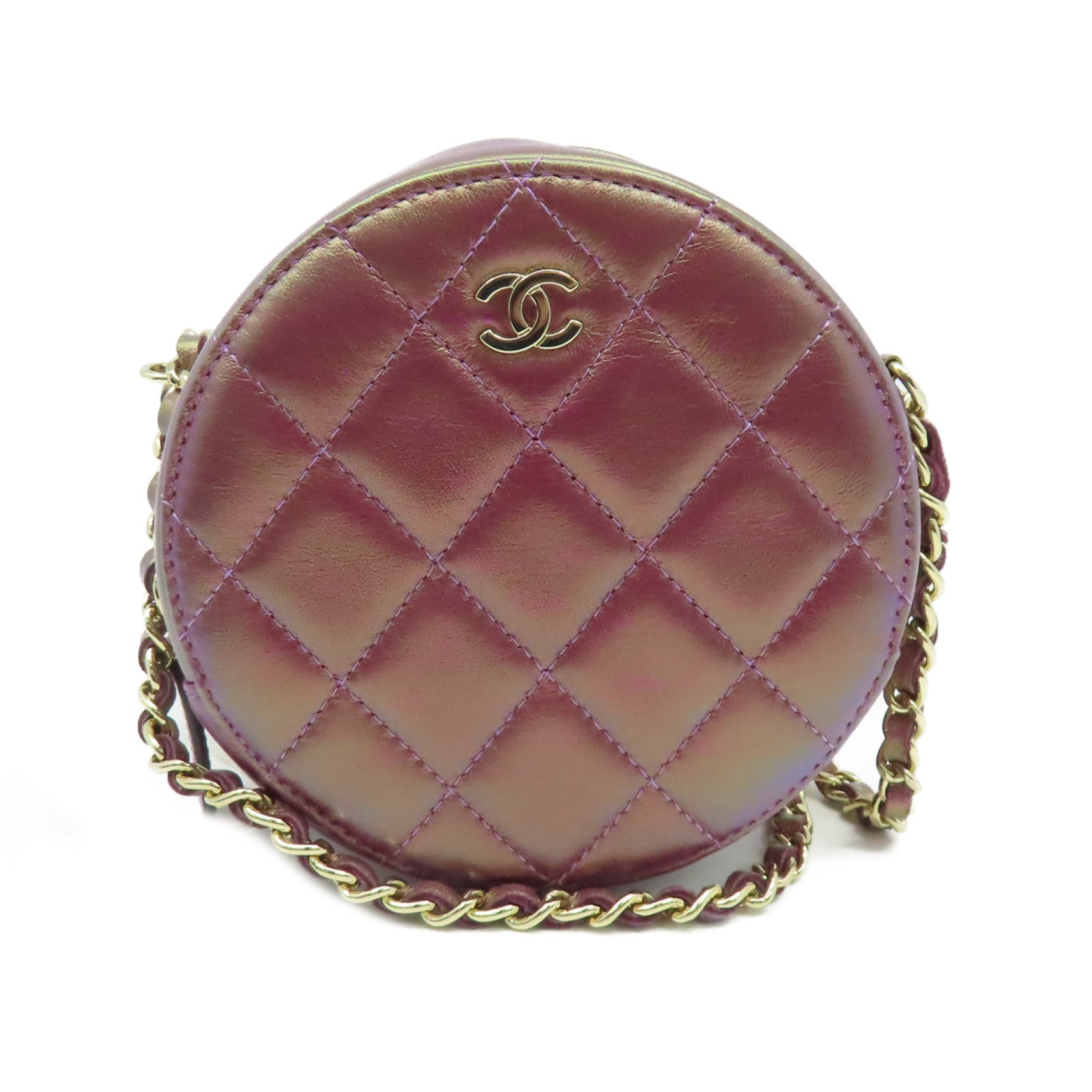 CHANEL 【激減優惠】菱格羊皮皮革Chain Shoulder Bag金扣鏈帶肩背袋紫色