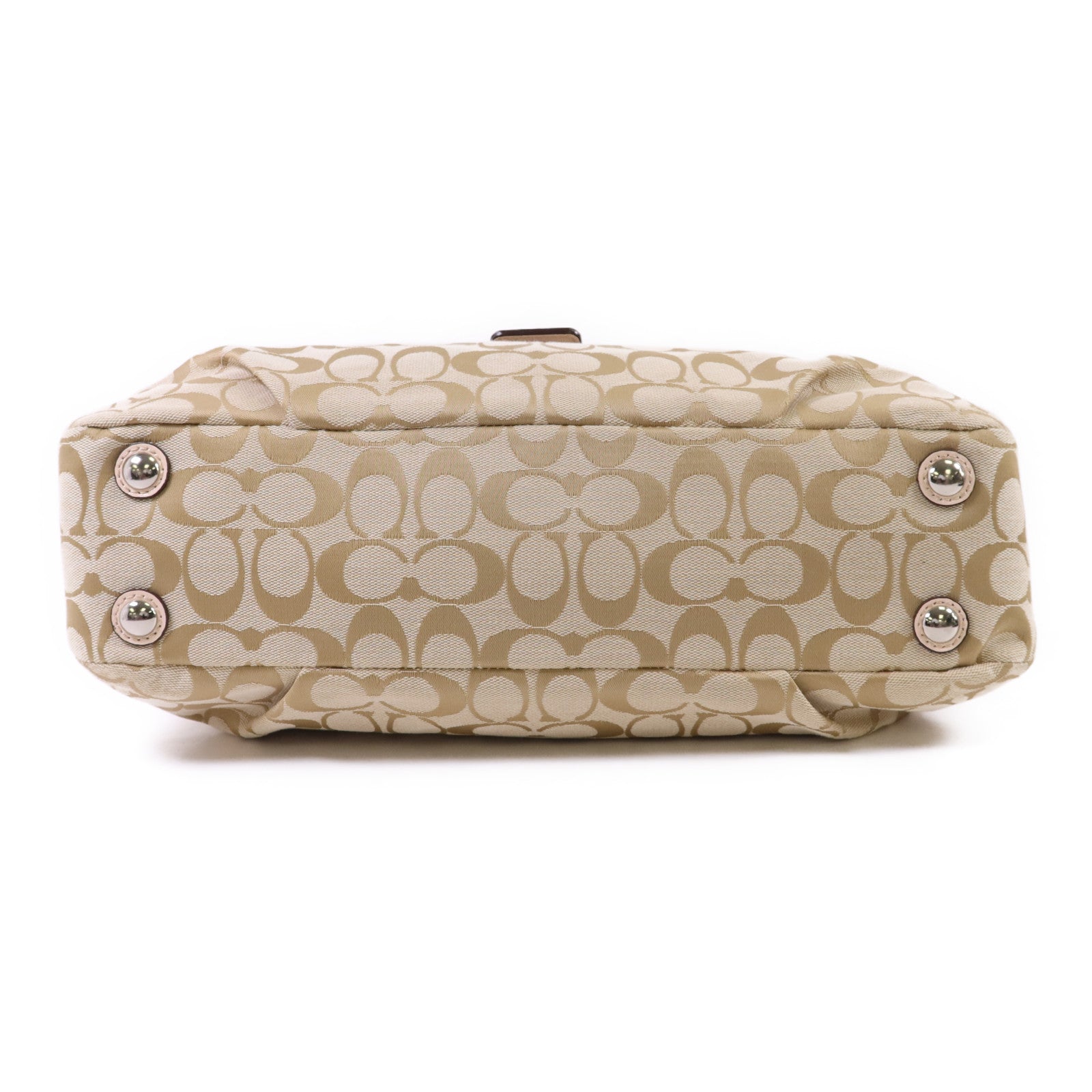COACH 帆布Shoulder Bag銀扣肩背袋