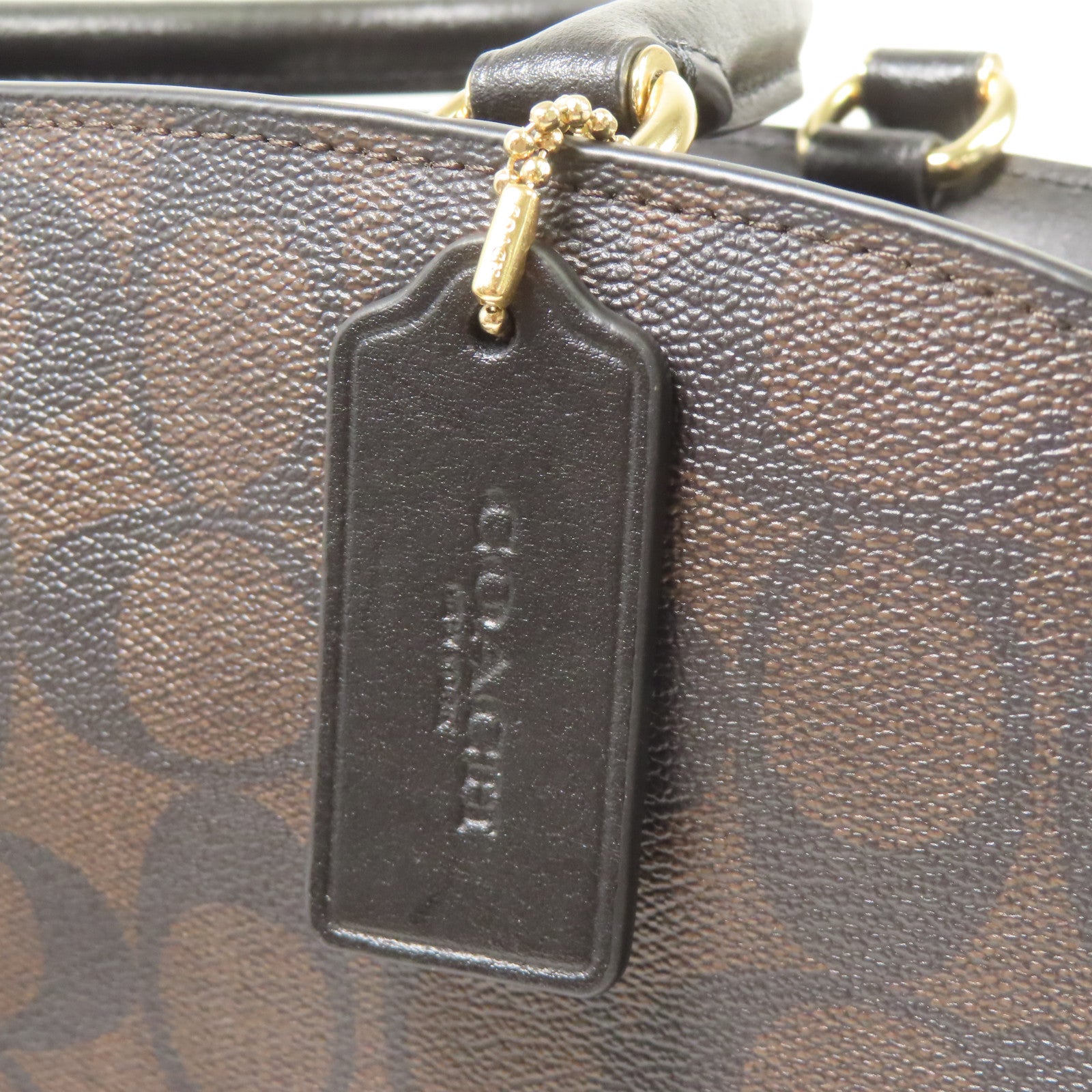 COACH 塗層帆布Shoulder Bag金扣手挽肩背兩用袋