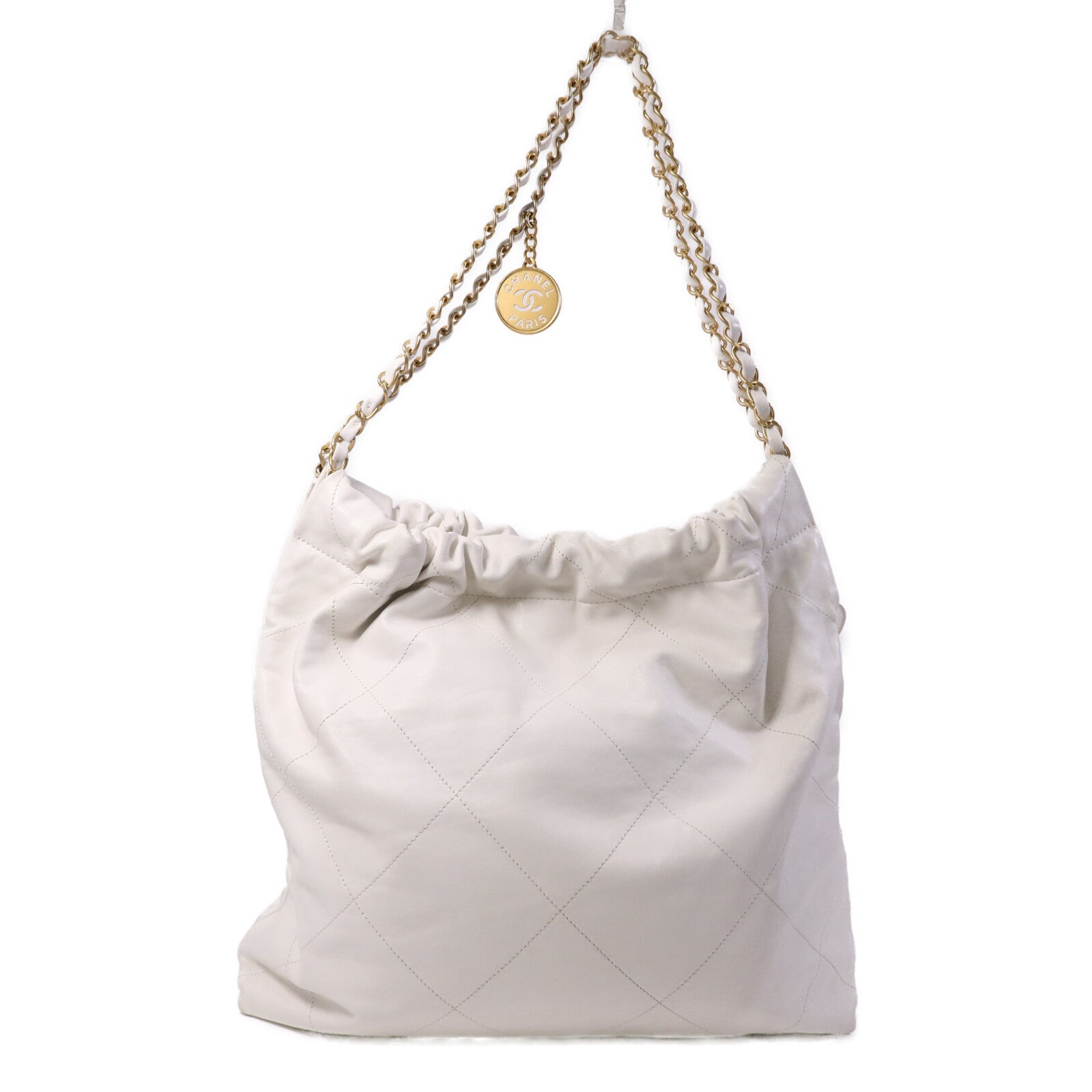 CHANEL 牛皮皮革Chanel 22金扣鏈帶肩背袋