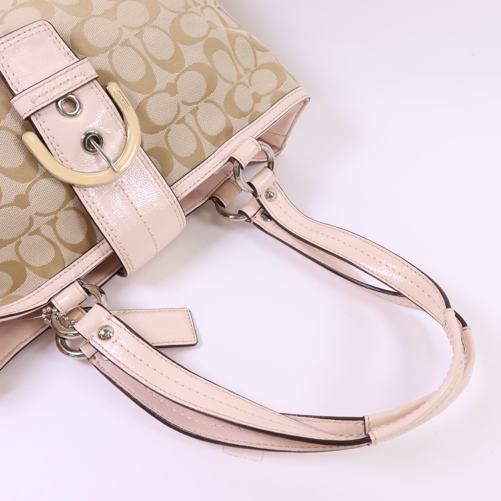 COACH 帆布Shoulder Bag銀扣肩背袋