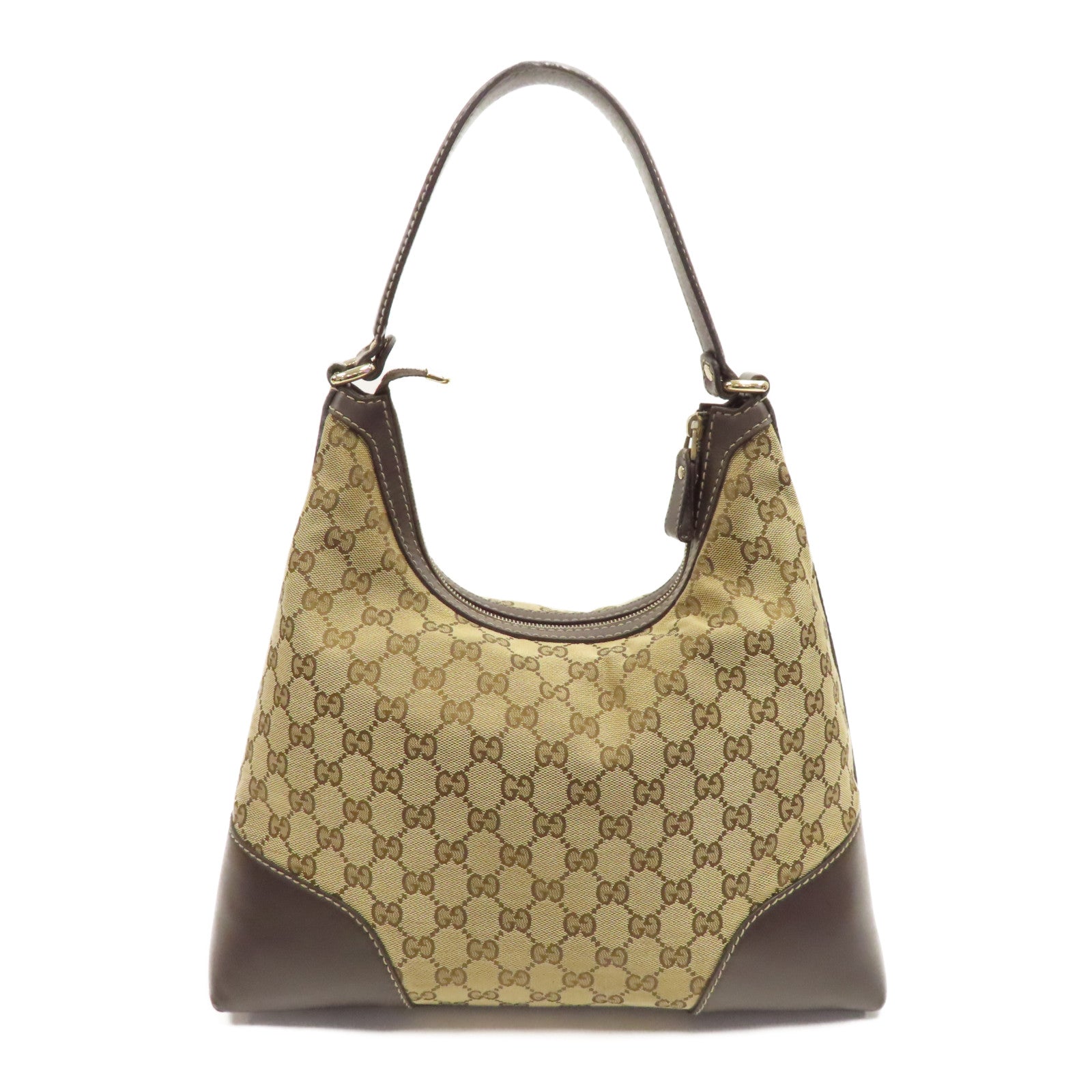 GUCCI 帆布Shoulder Bag金扣肩背袋棕色