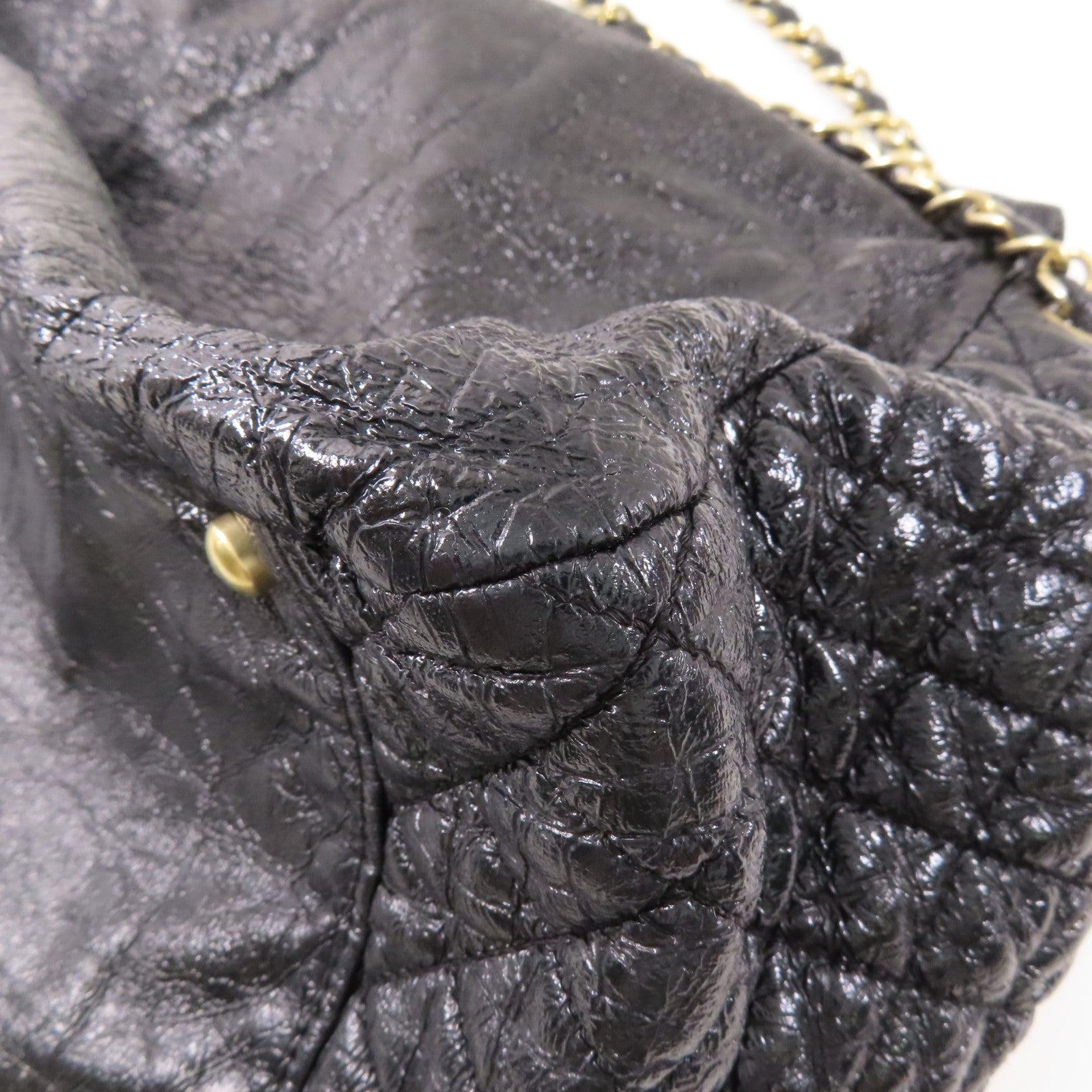 CHANEL 皮革Chain Shoulder金扣鏈帶肩背袋
