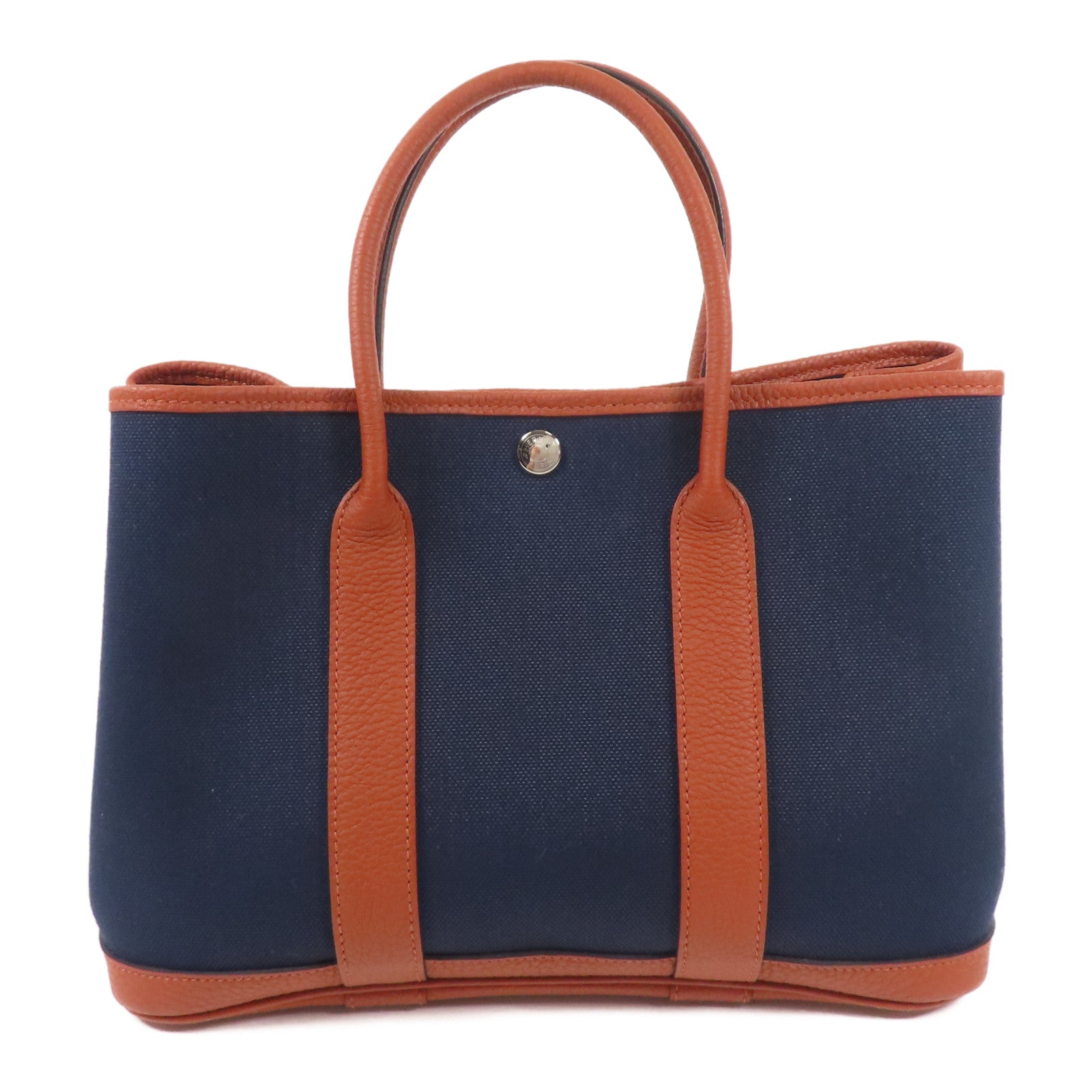 HERMES 帆布Garden Party TPM銀扣手挽袋