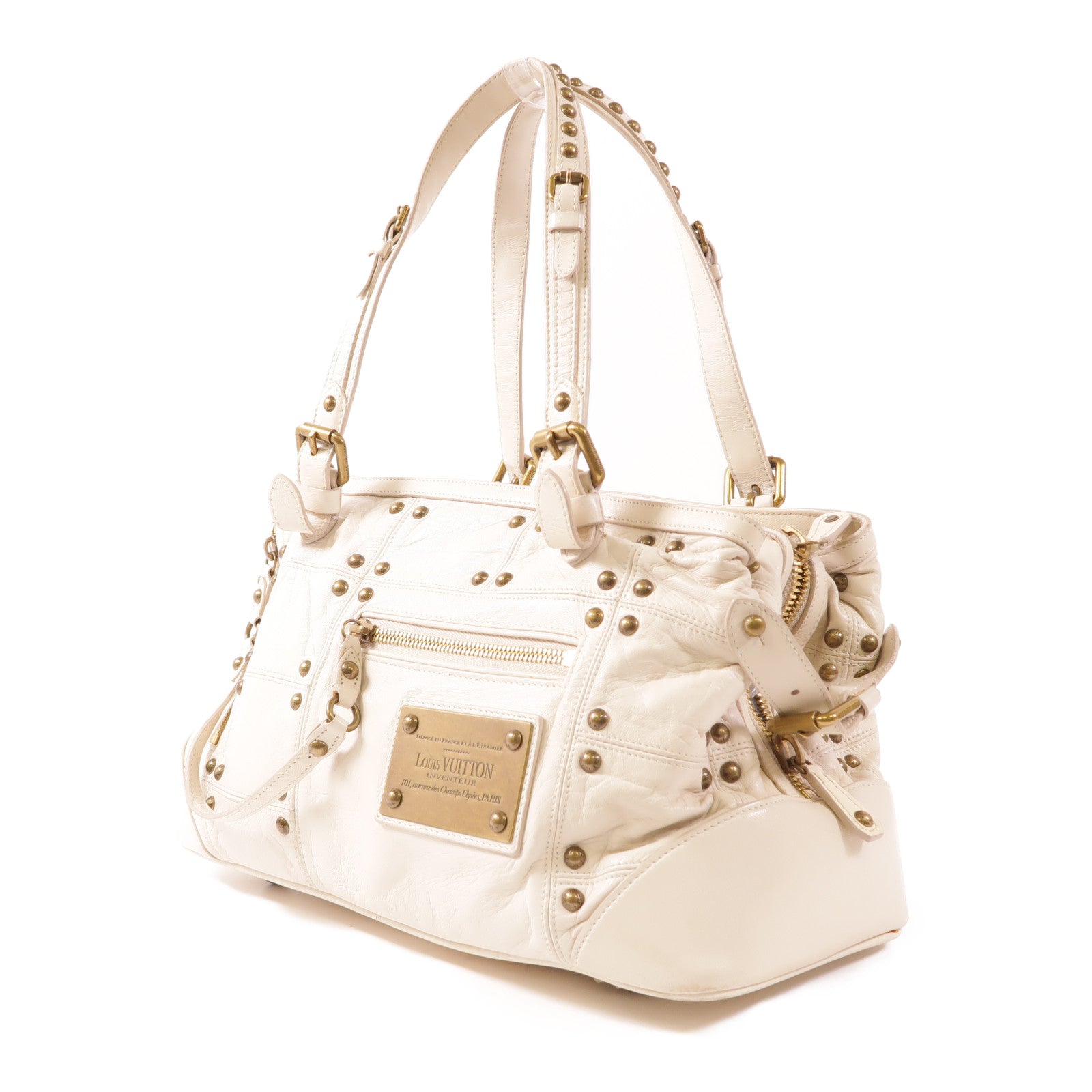 LOUIS VUITTON 牛皮皮革Riveting金扣肩背袋