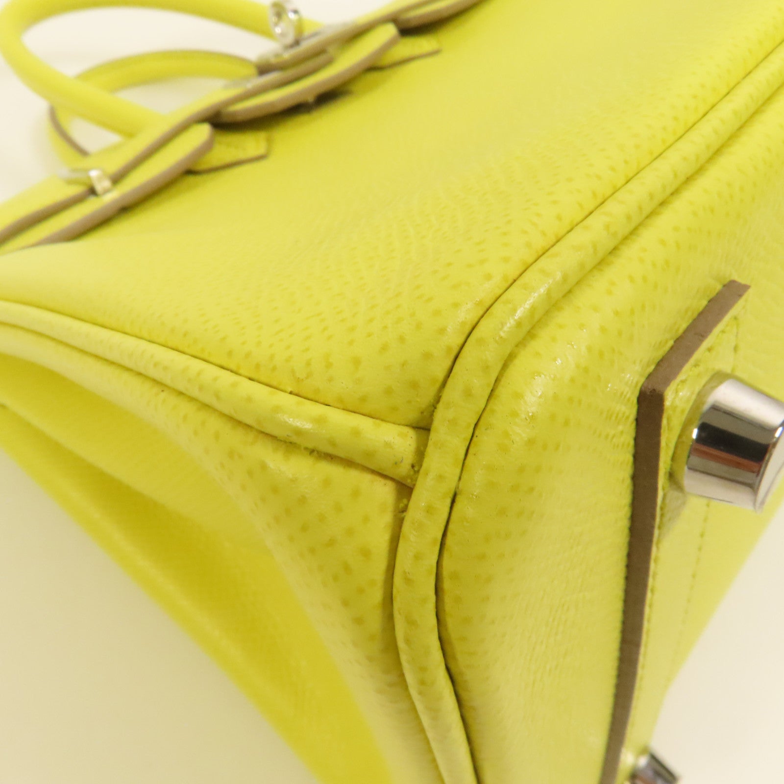 HERMES Epsom皮革Birkin 25銀扣手挽袋Lime