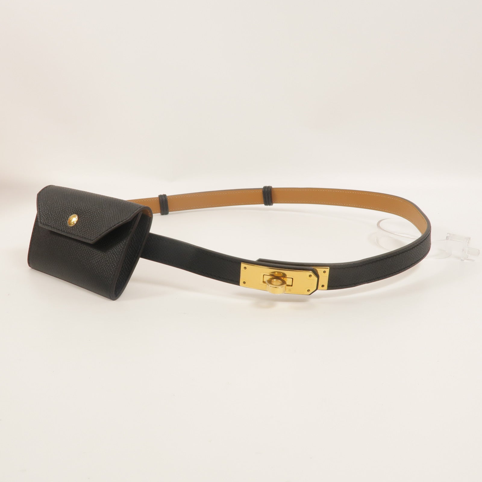 HERMES 【激減優惠】Epsom皮革Kelly Pocket 18 Belt皮帶Noir