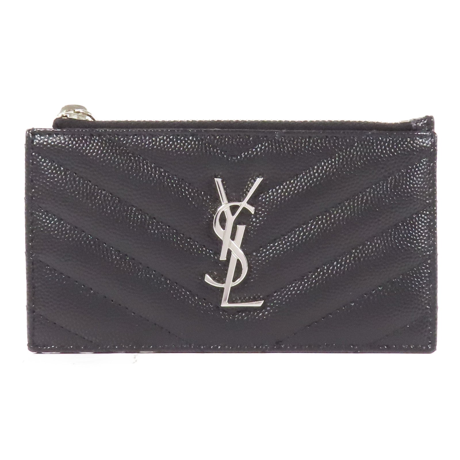 SAINT LAURENT 牛皮皮革Card Case銀扣卡片套