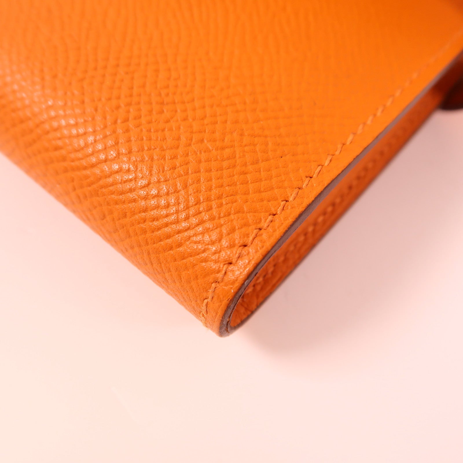HERMES Epsom皮革Kelly Wallet金扣長錢包Orange