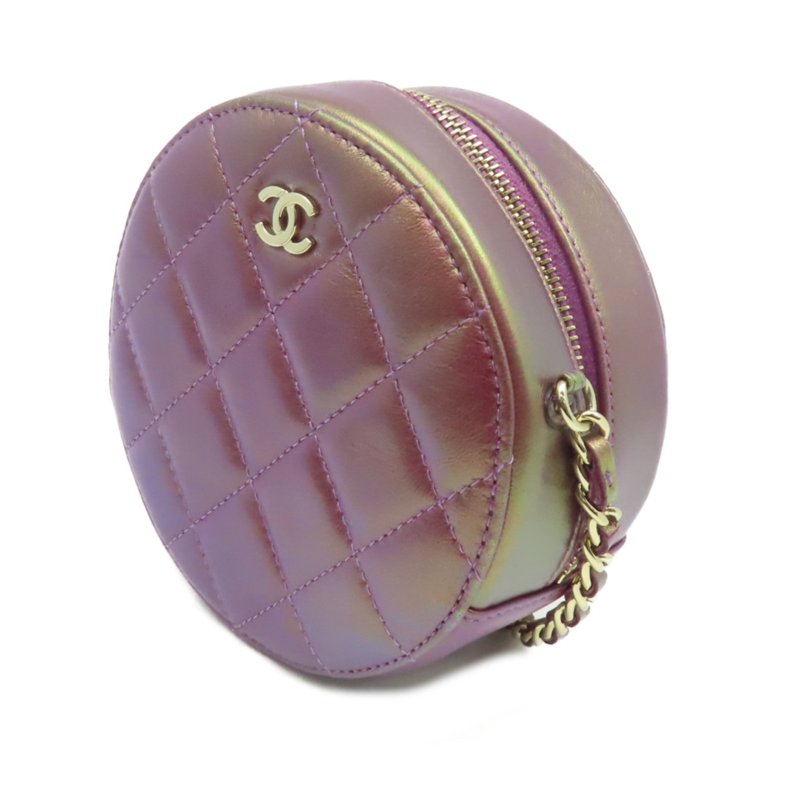 CHANEL 【激減優惠】菱格羊皮皮革Chain Shoulder Bag金扣鏈帶肩背袋紫色