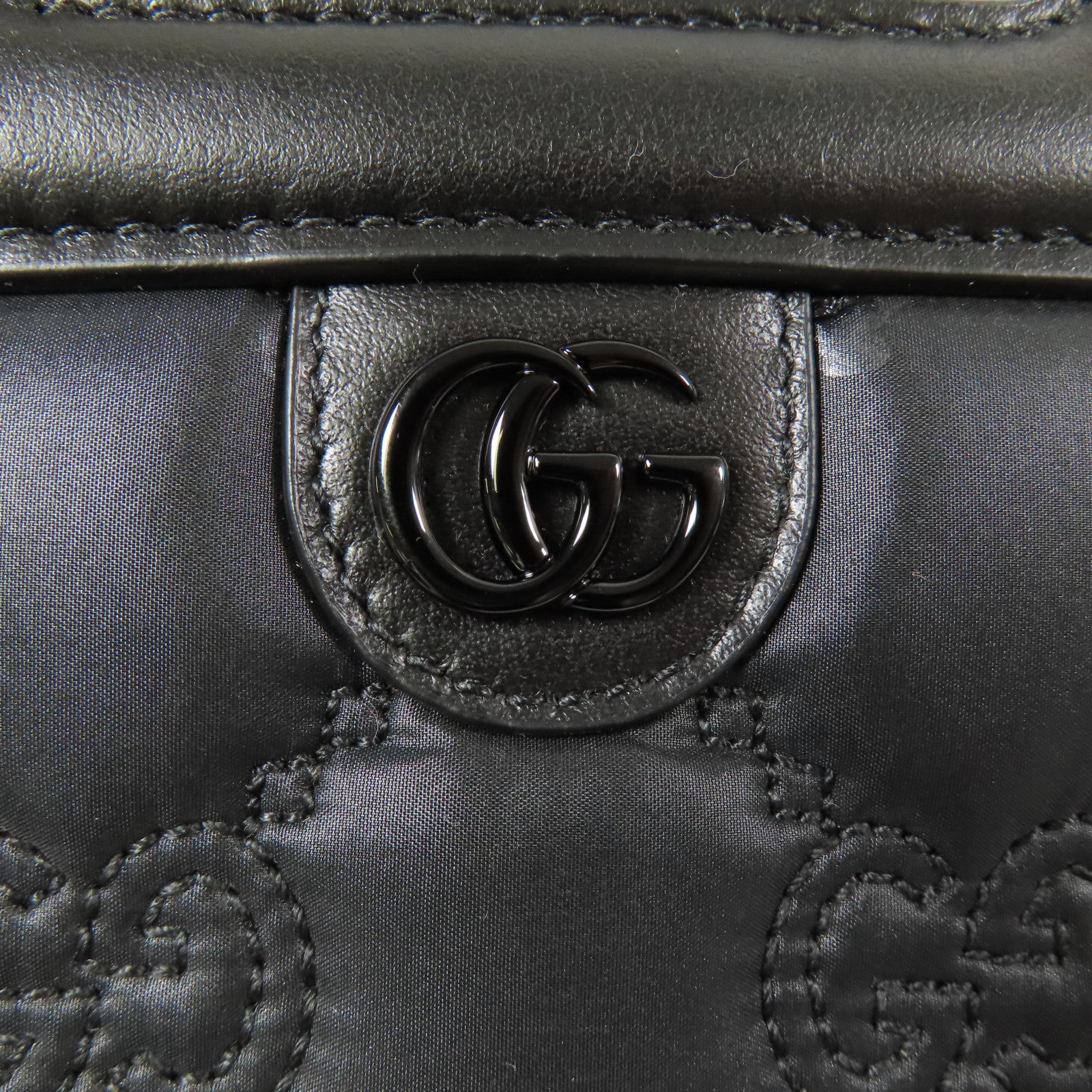 GUCCI SHW GG Matelasse Top Handle Bag 2 Way Shoulder 723776 Leather Black