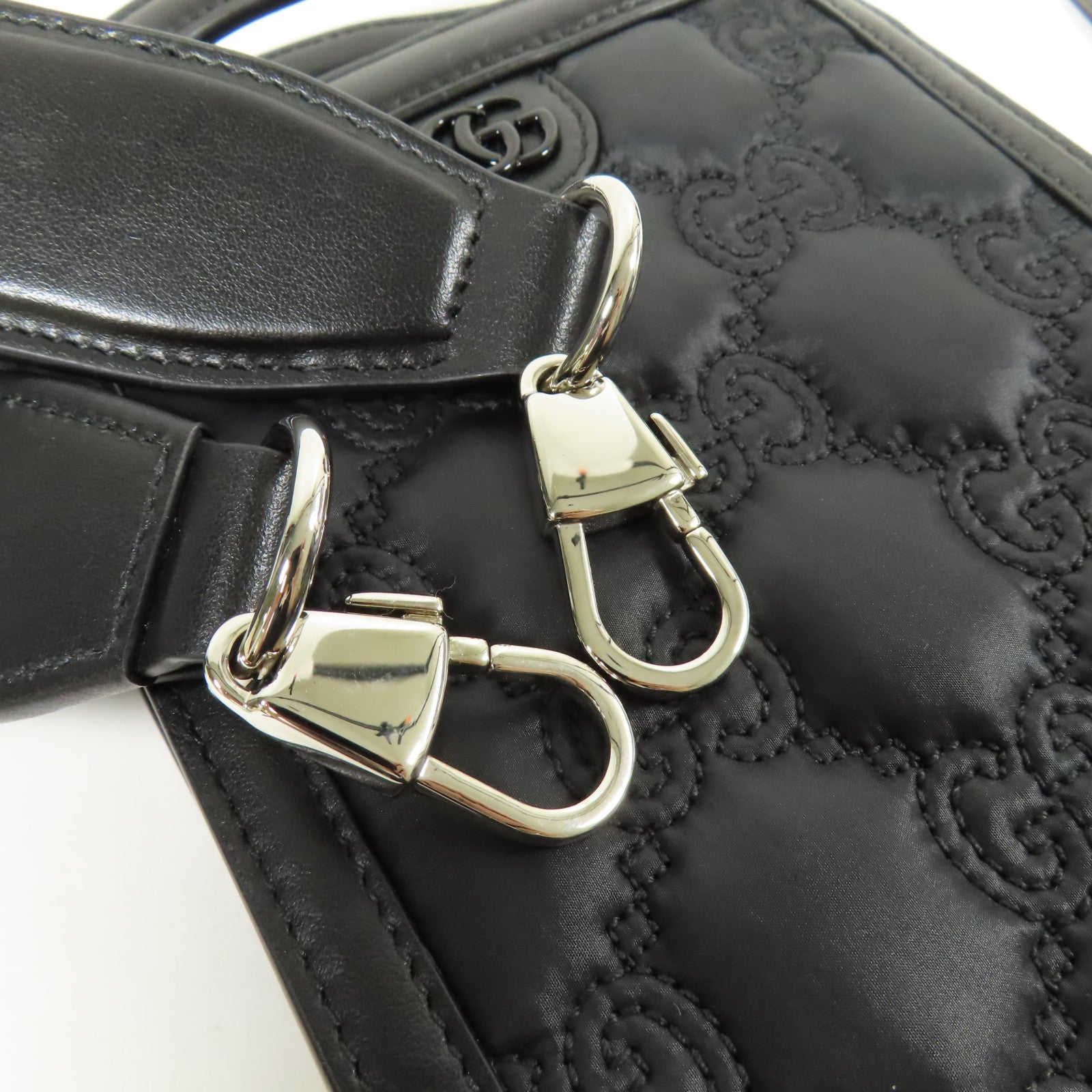 GUCCI SHW GG Matelasse Top Handle Bag 2 Way Shoulder 723776 Leather Black