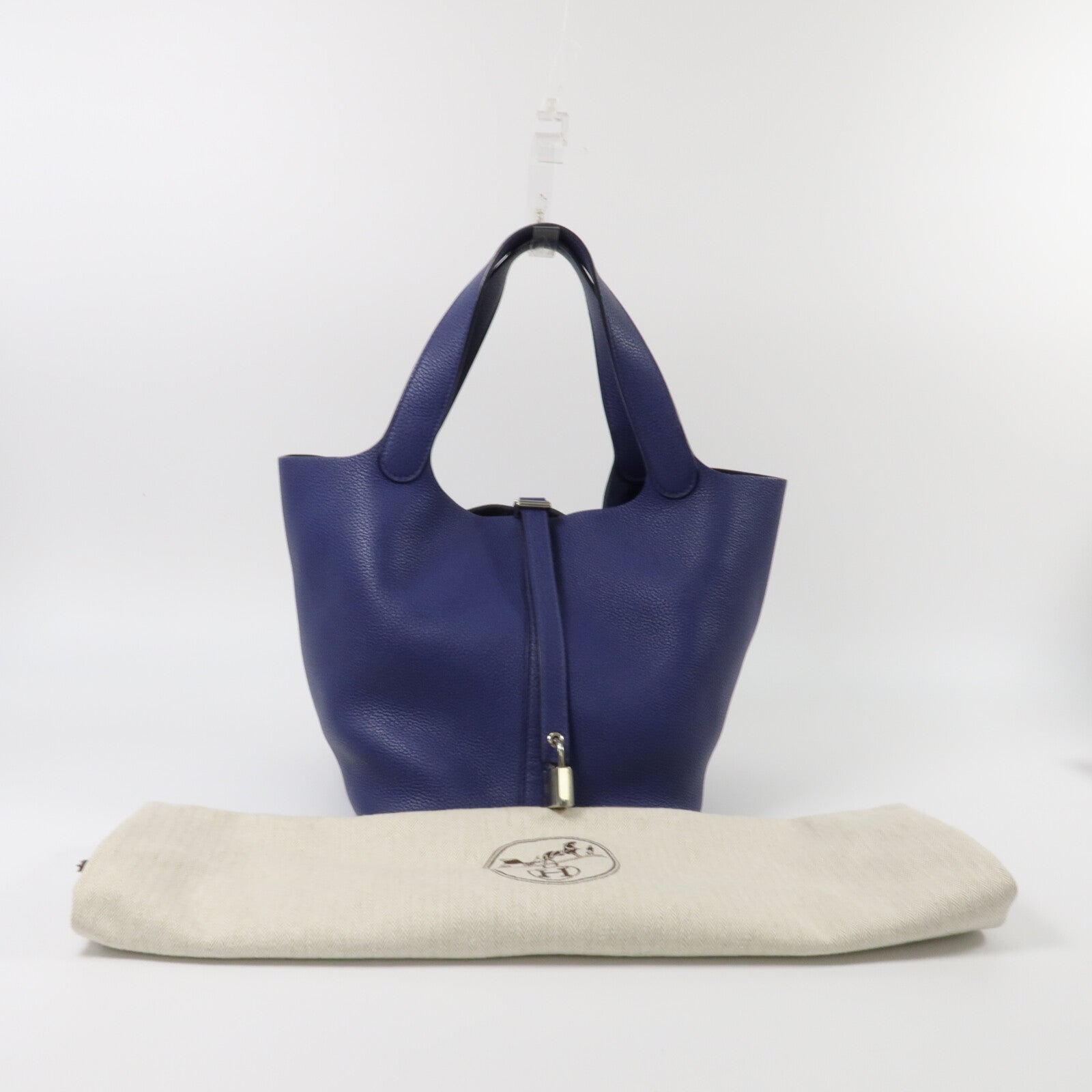 HERMES Maurice皮革Picotin MM手挽袋Blue Saphir