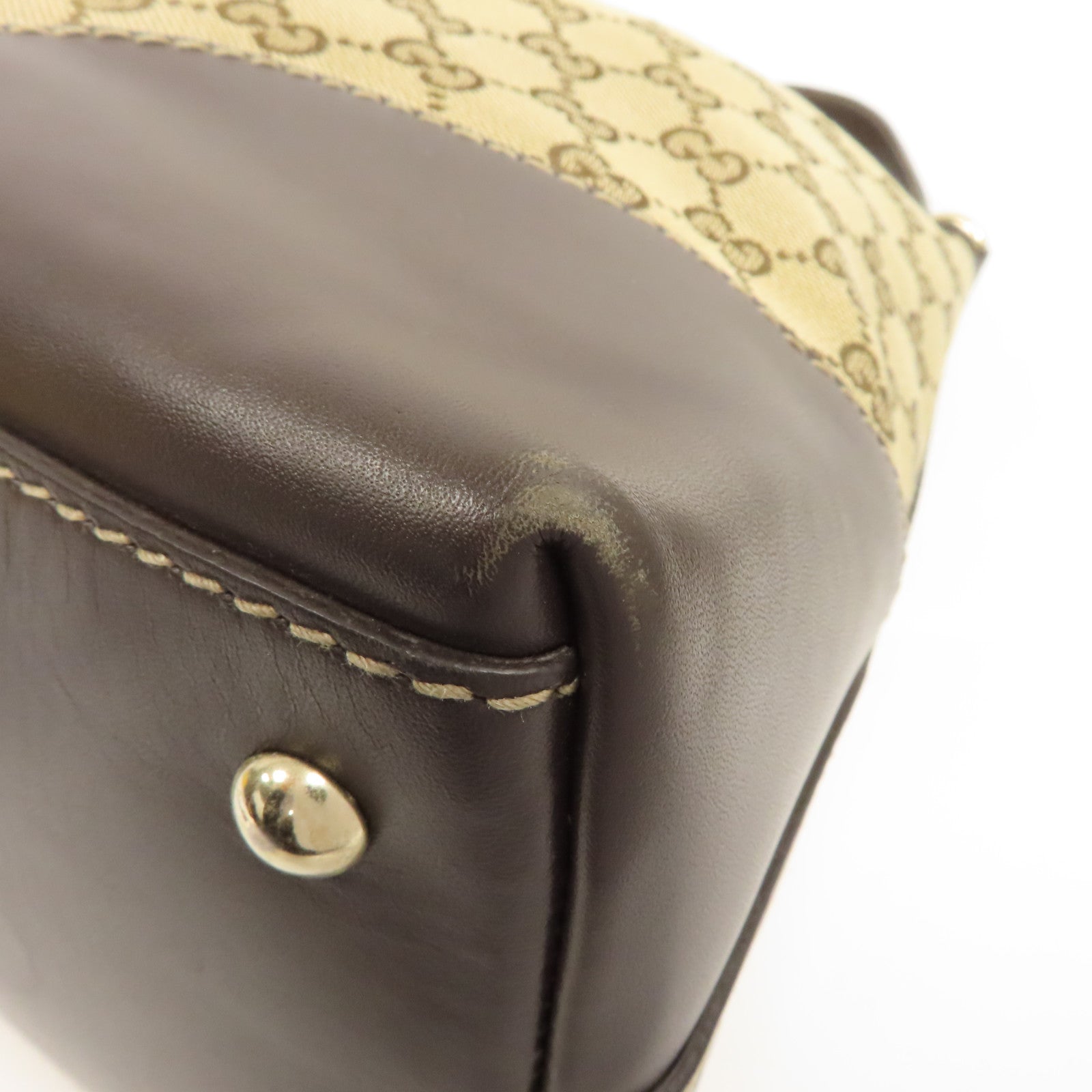 GUCCI 帆布Shoulder Bag金扣肩背袋棕色