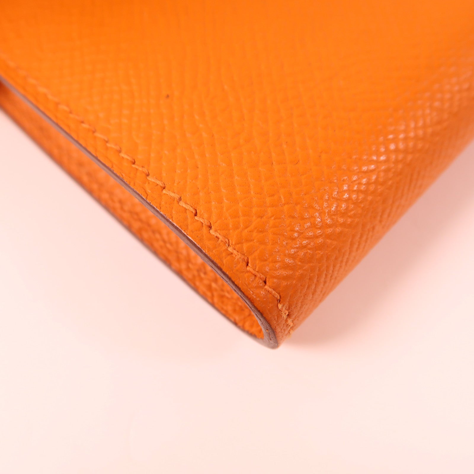 HERMES Epsom皮革Kelly Wallet金扣長錢包Orange