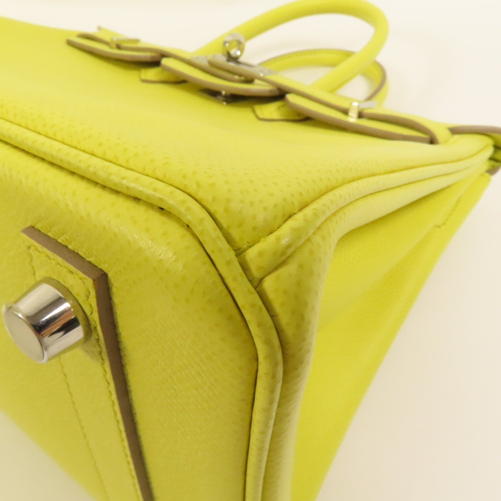 HERMES Epsom皮革Birkin 25銀扣手挽袋Lime
