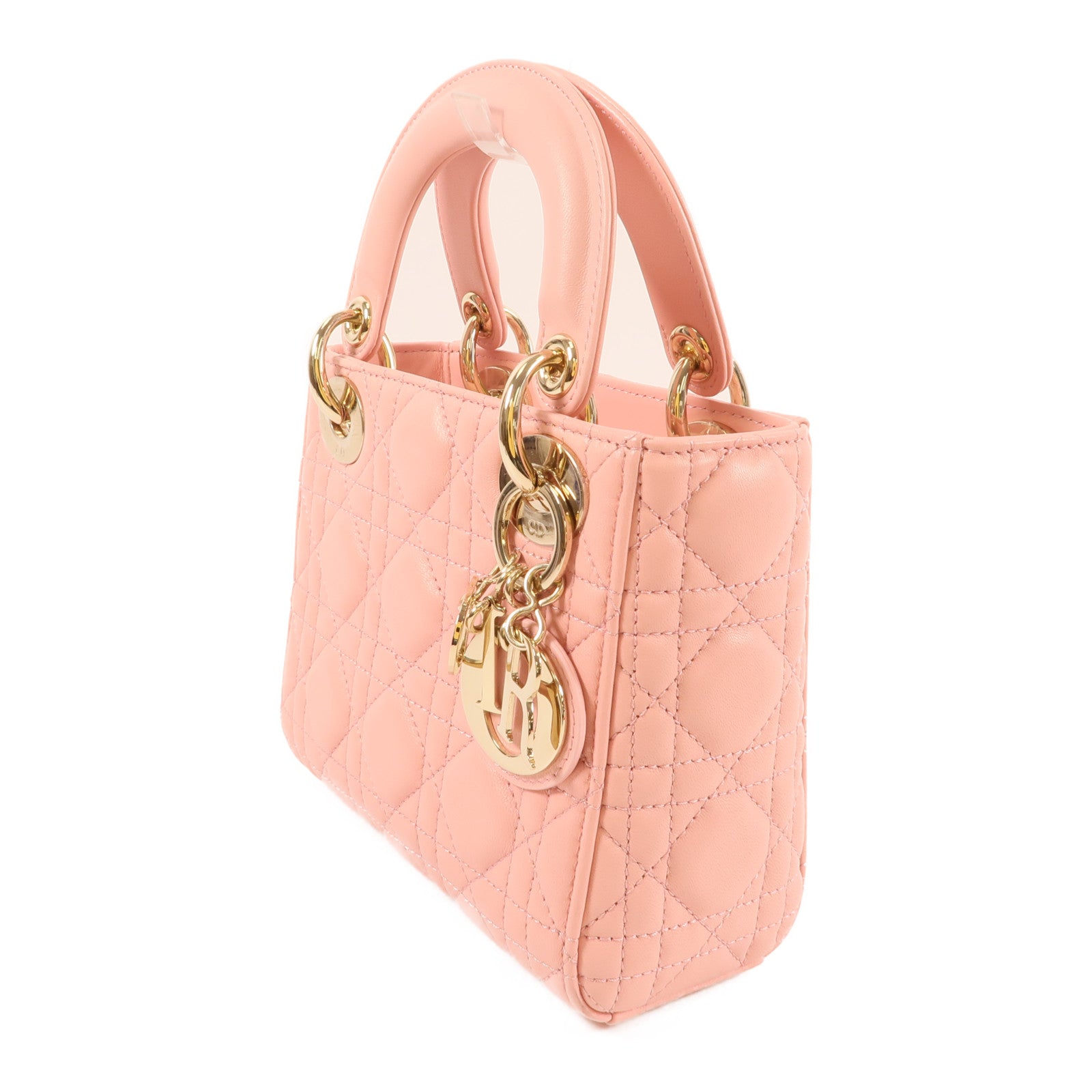 Dior 羊皮皮革Mini Lady Dior金扣鏈帶手挽肩背兩用袋