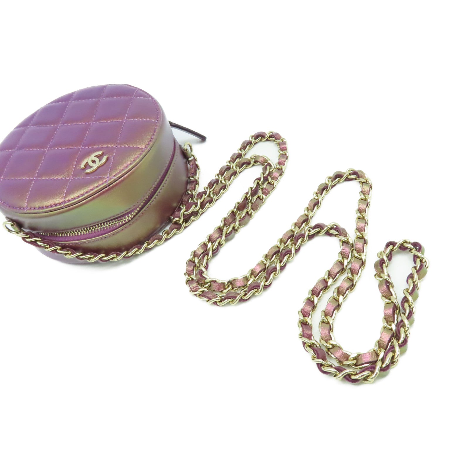 CHANEL 【激減優惠】菱格羊皮皮革Chain Shoulder Bag金扣鏈帶肩背袋紫色