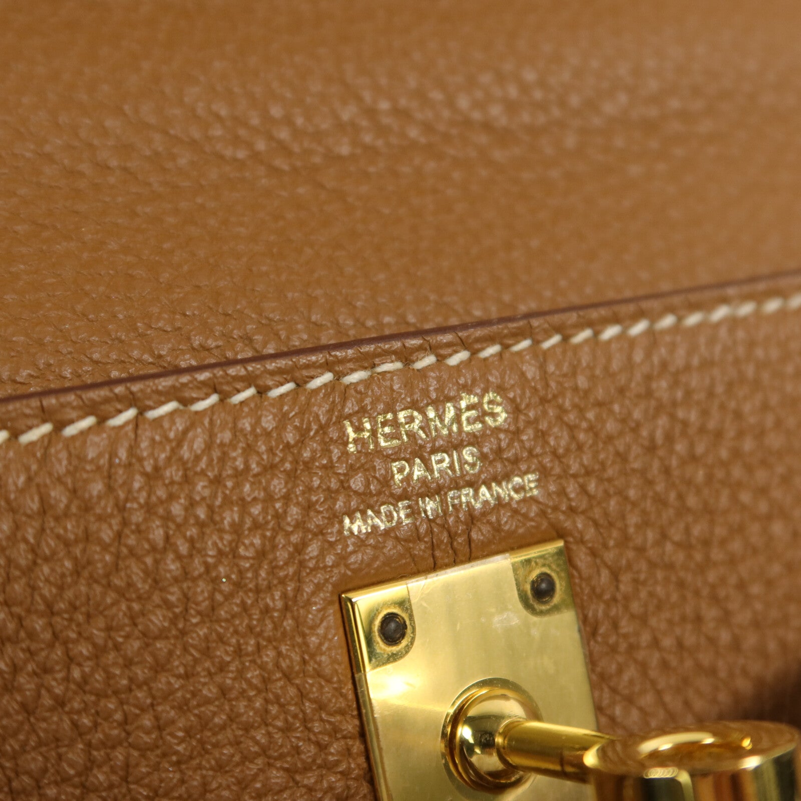 HERMES Clemence皮革Kelly 25手挽肩背兩用袋Gold