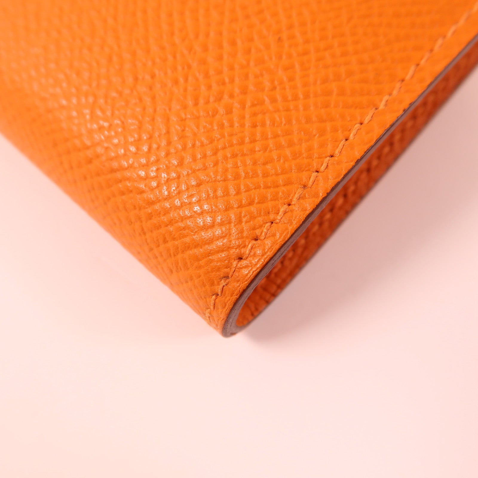 HERMES Epsom皮革Kelly Wallet金扣長錢包Orange