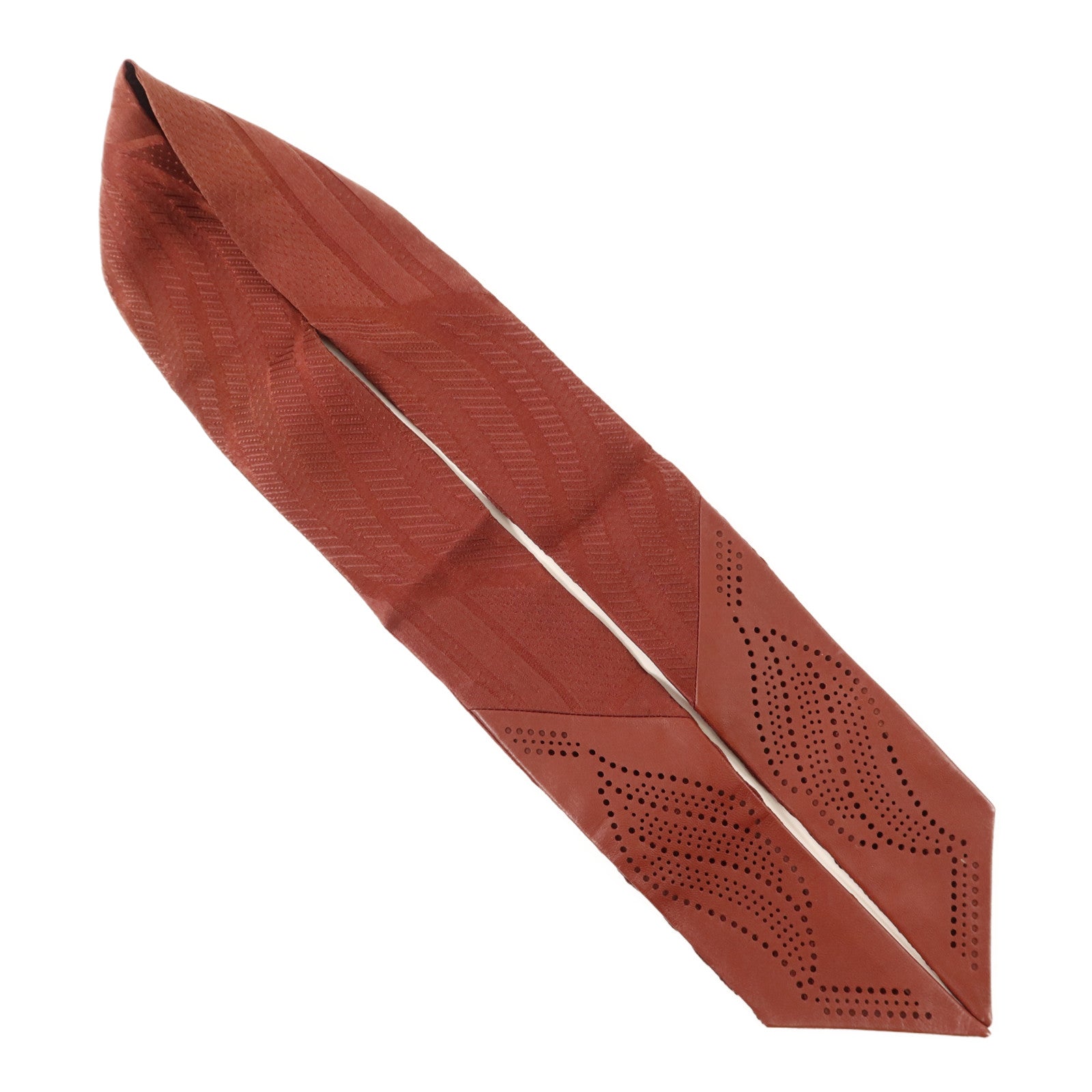 HERMES 絲質/Swift皮革Twilly絲巾Bordeaux