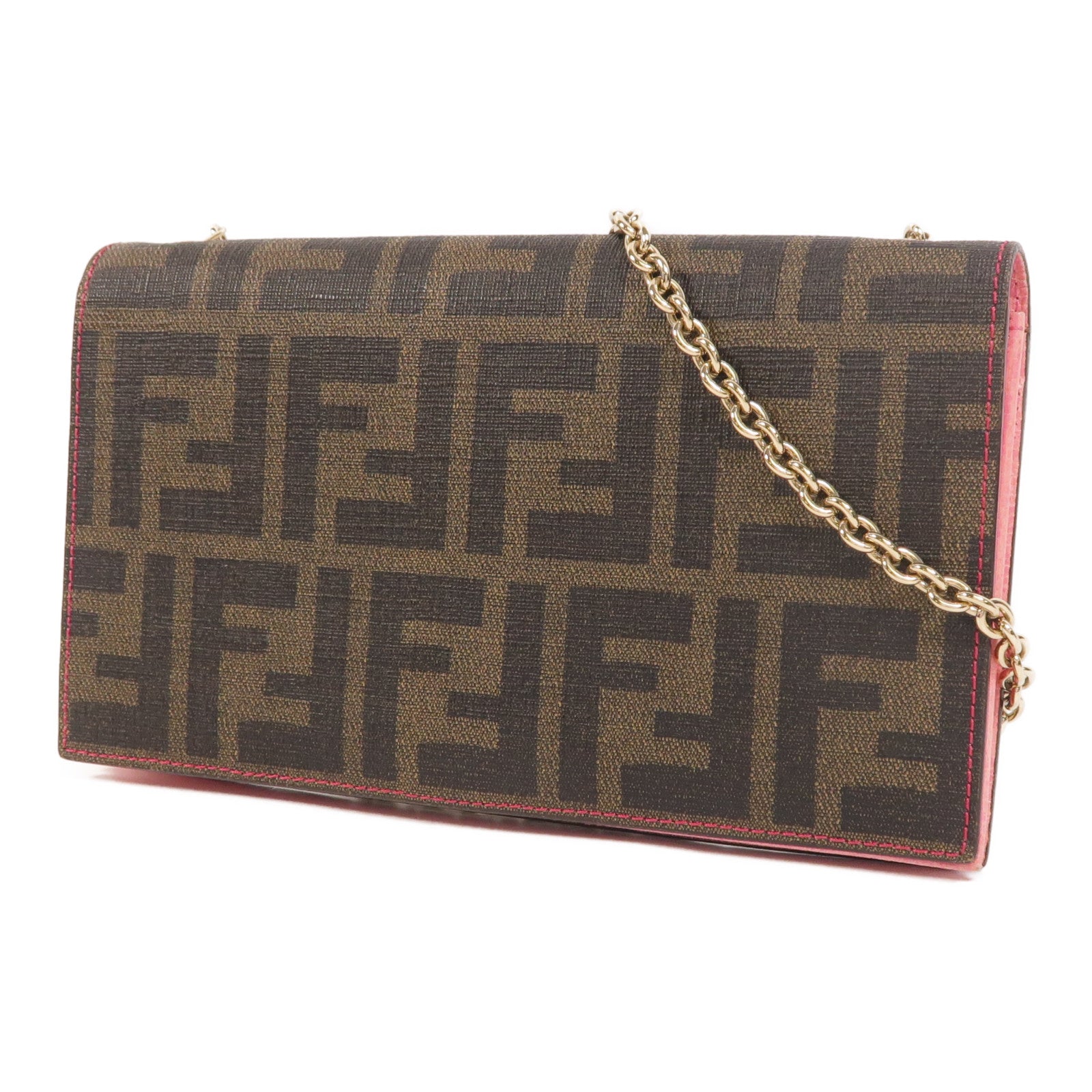 FENDI 塗層帆布Wallet On Chain金扣鏈帶肩背袋