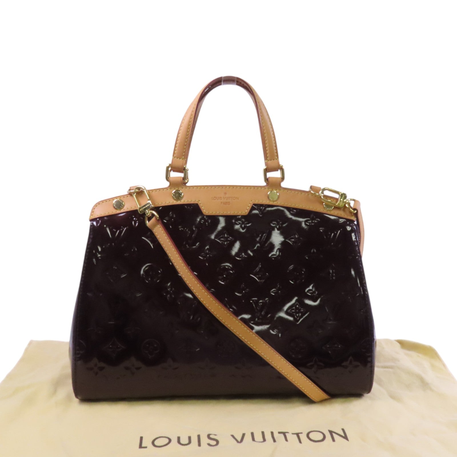 LOUIS VUITTON Monogram Vernis Brea MM金扣手挽肩背兩用袋