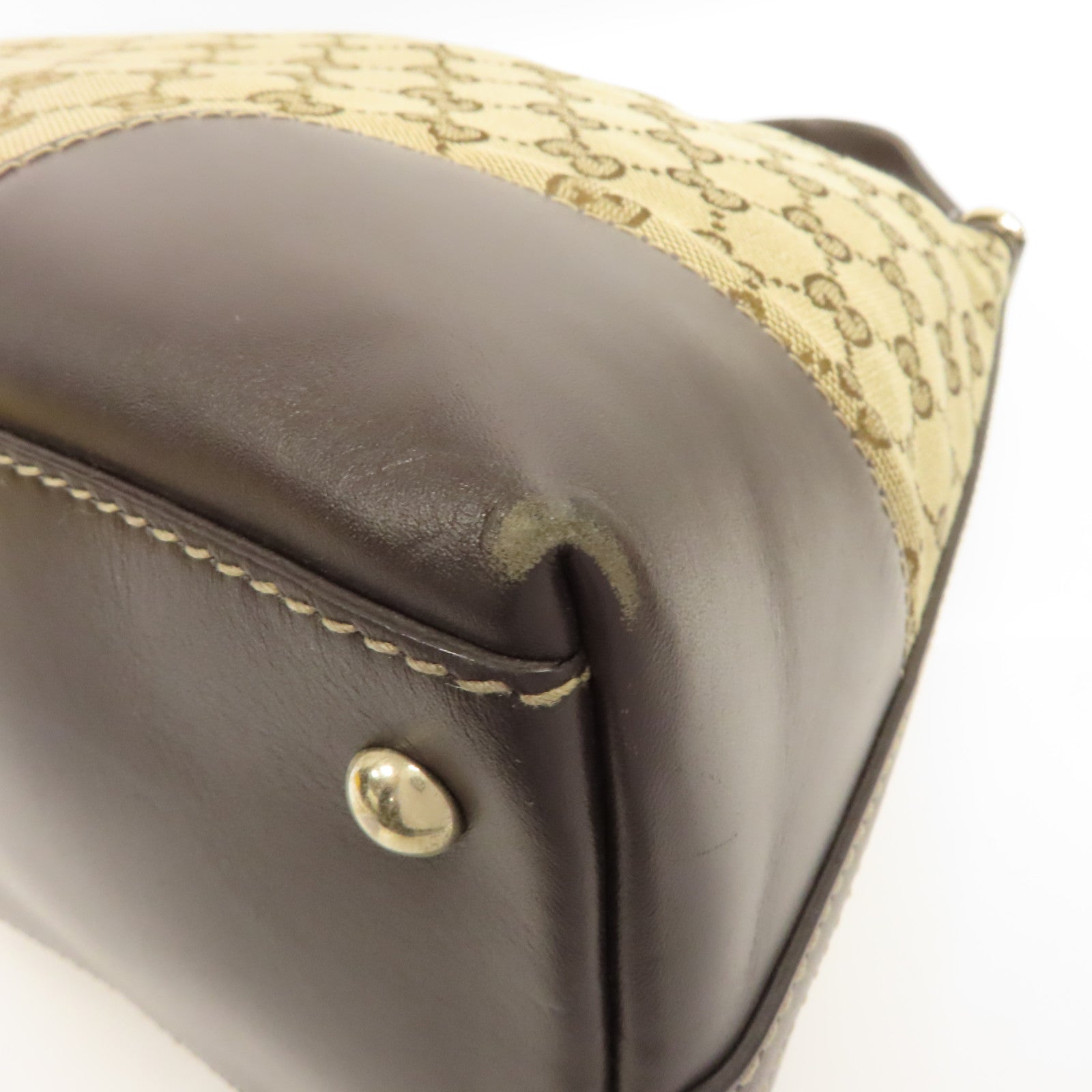 GUCCI 帆布Shoulder Bag金扣肩背袋棕色