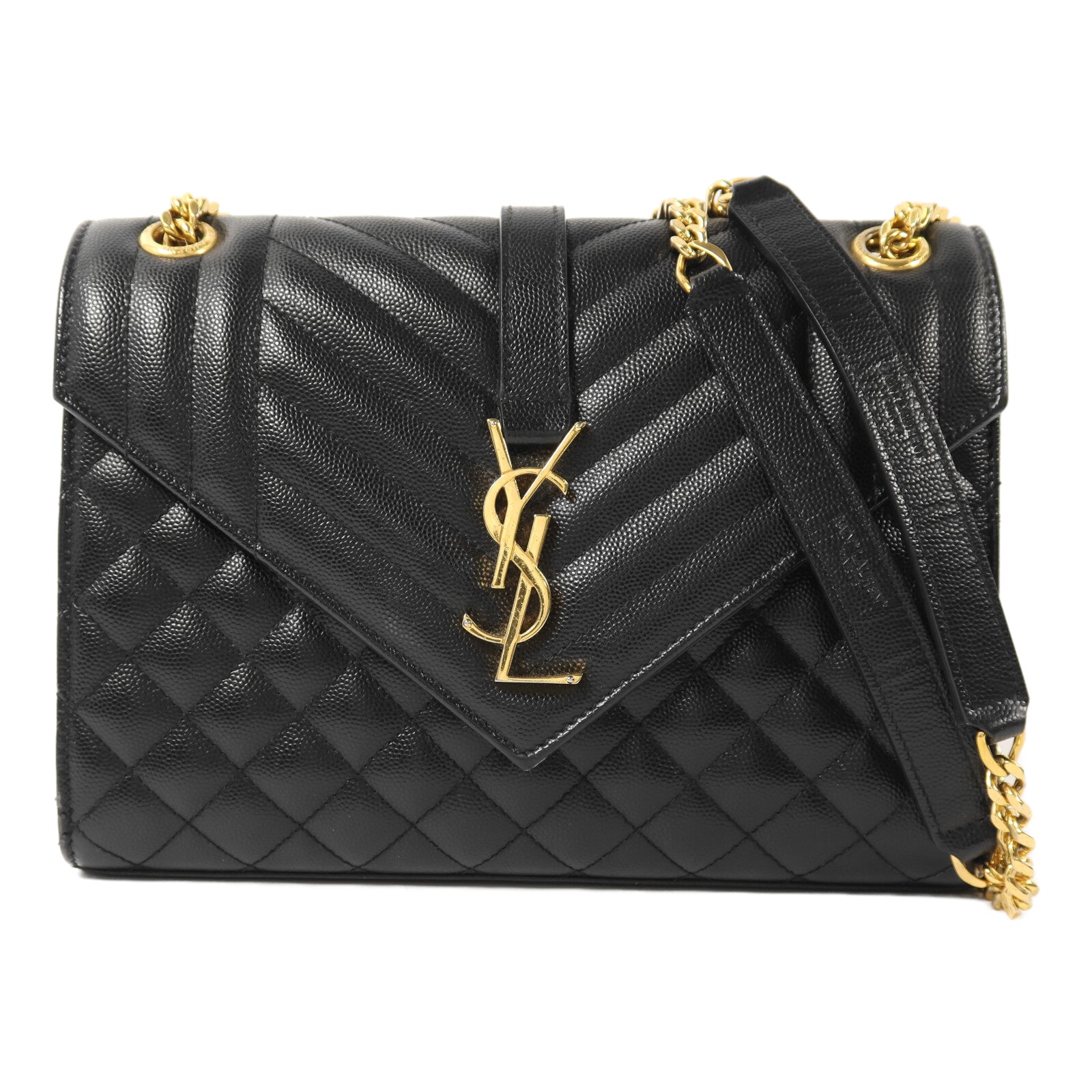 SAINT LAURENT 牛皮皮革Envelop Medium金扣鏈帶肩背袋