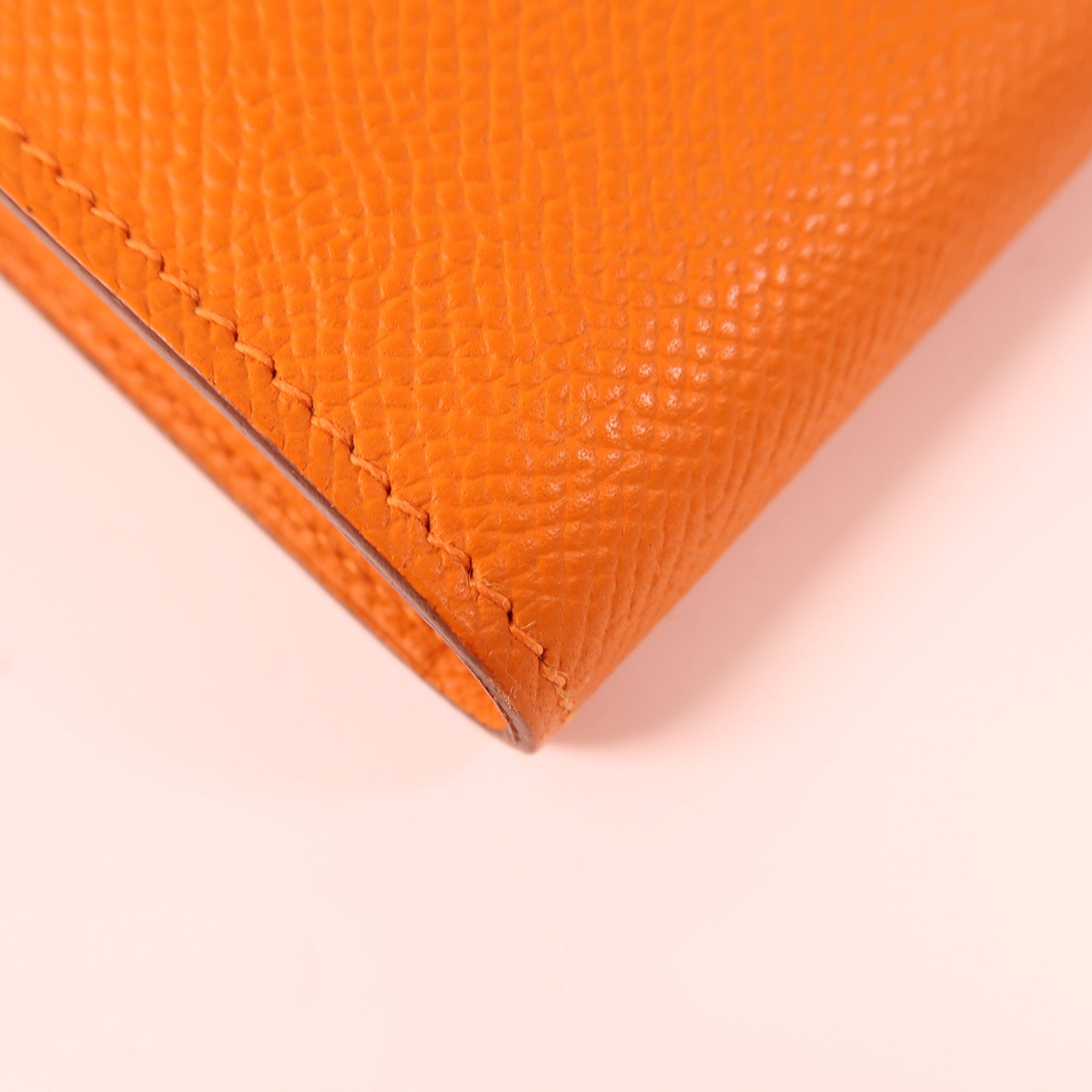HERMES Epsom皮革Kelly Wallet金扣長錢包Orange