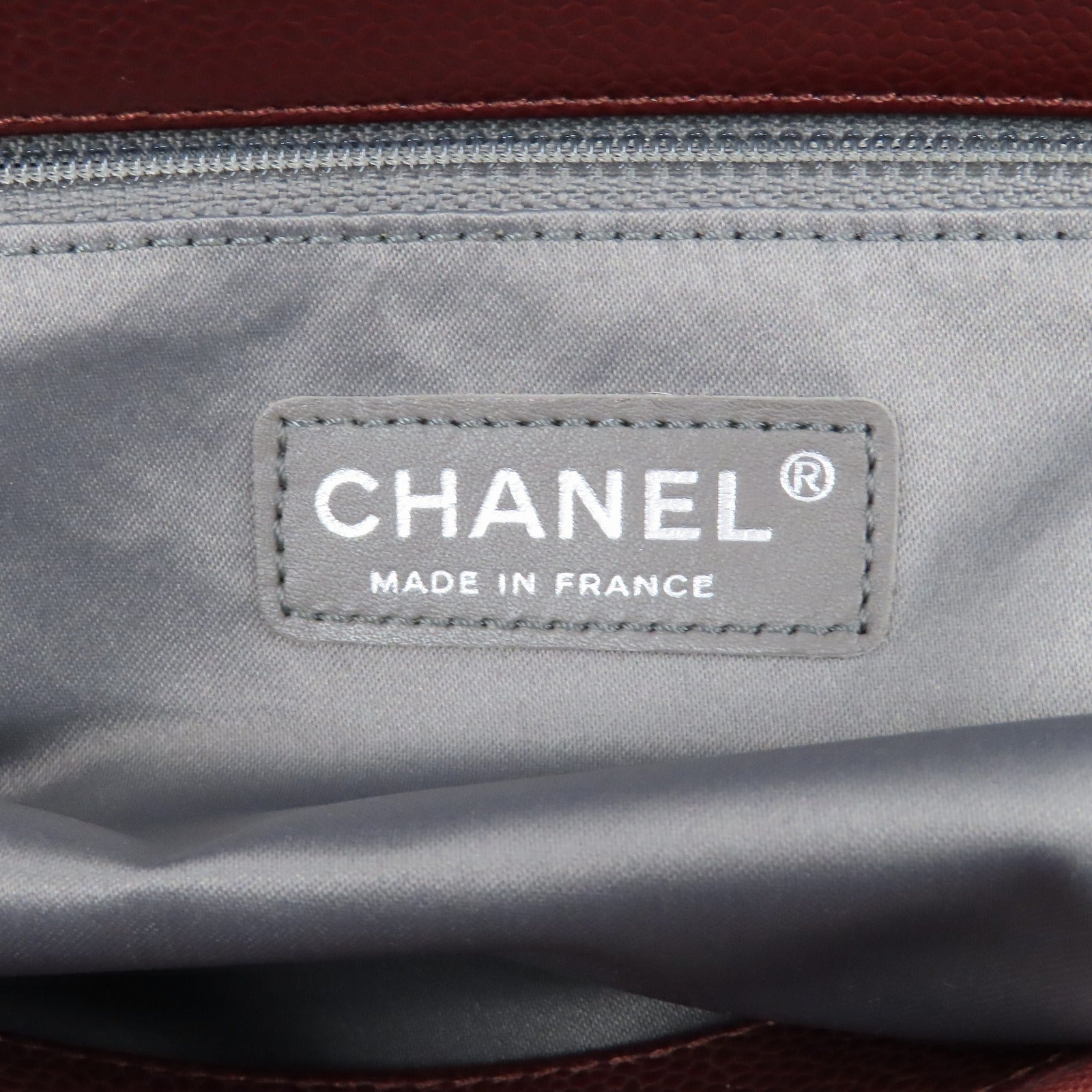CHANEL 菱格Caviar皮革Grand Shopping Tote Bag銀扣鏈帶肩背袋深紅色