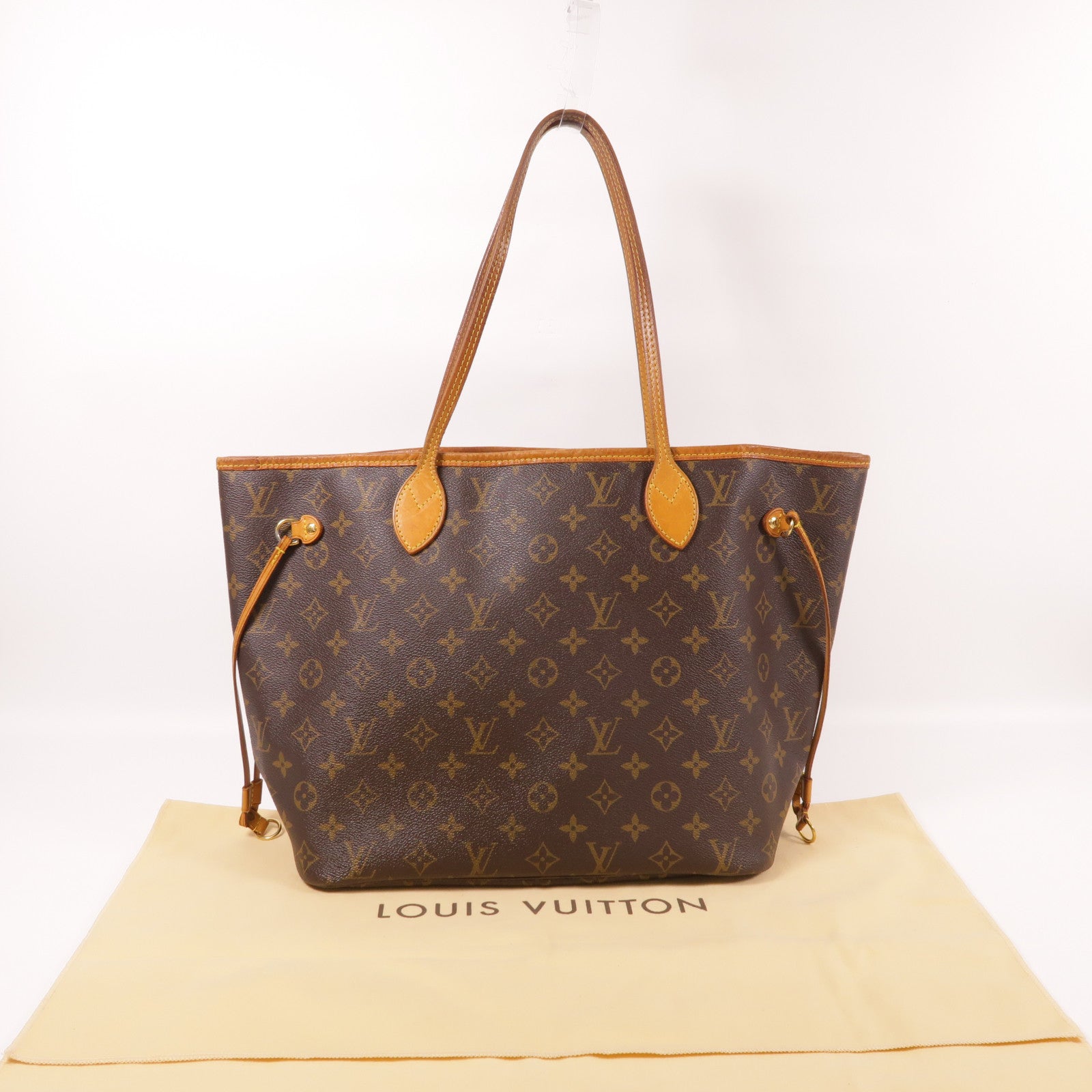 LOUIS VUITTON 【激減優惠】Monogram Neverfull MM金扣手挽袋