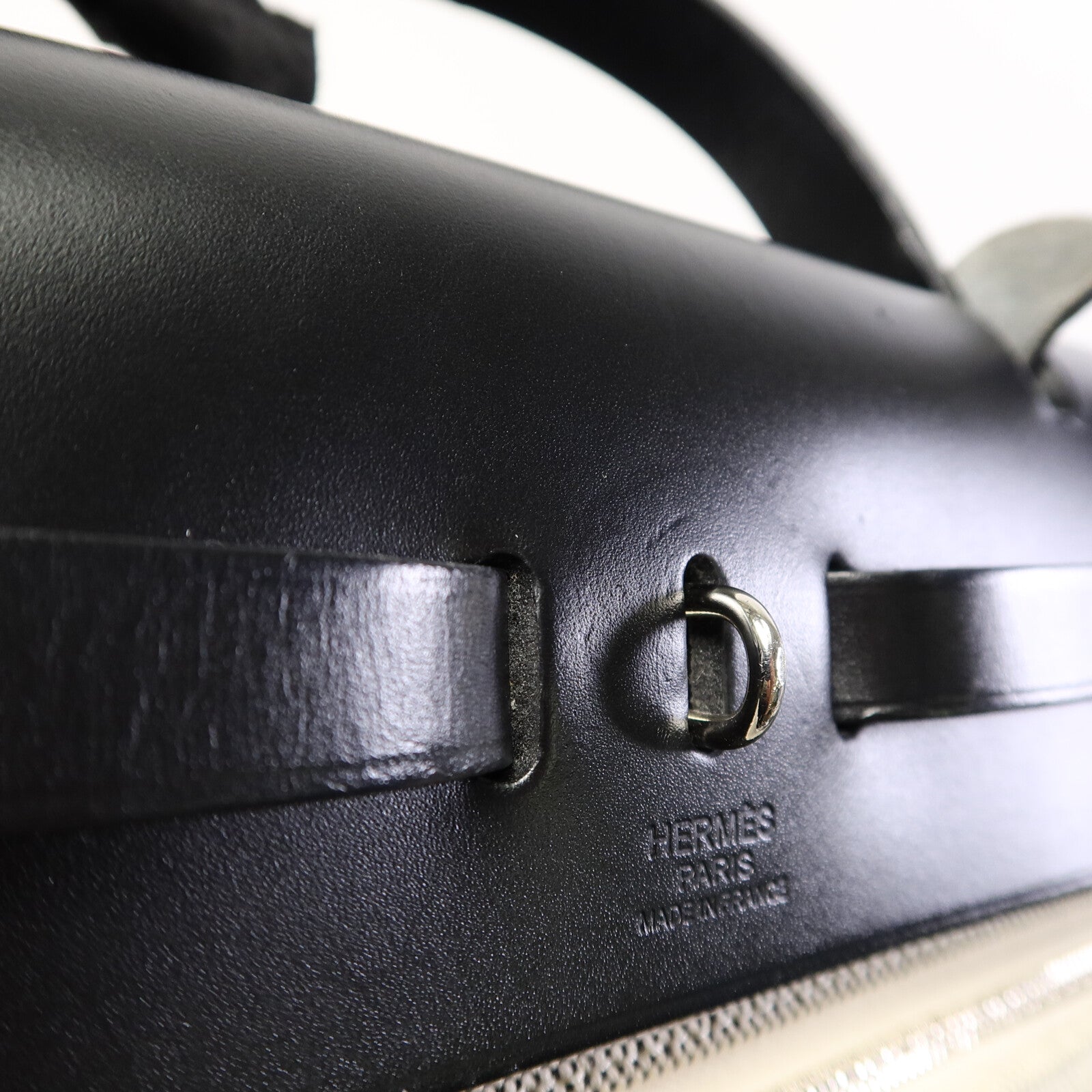 HERMES Toile H帆布Herbag PM手挽肩背兩用袋Ecru/Noir