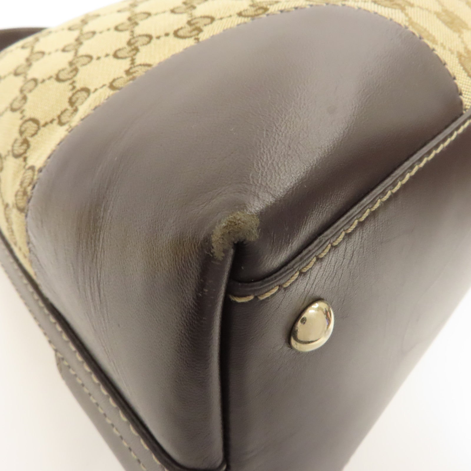 GUCCI 帆布Shoulder Bag金扣肩背袋棕色